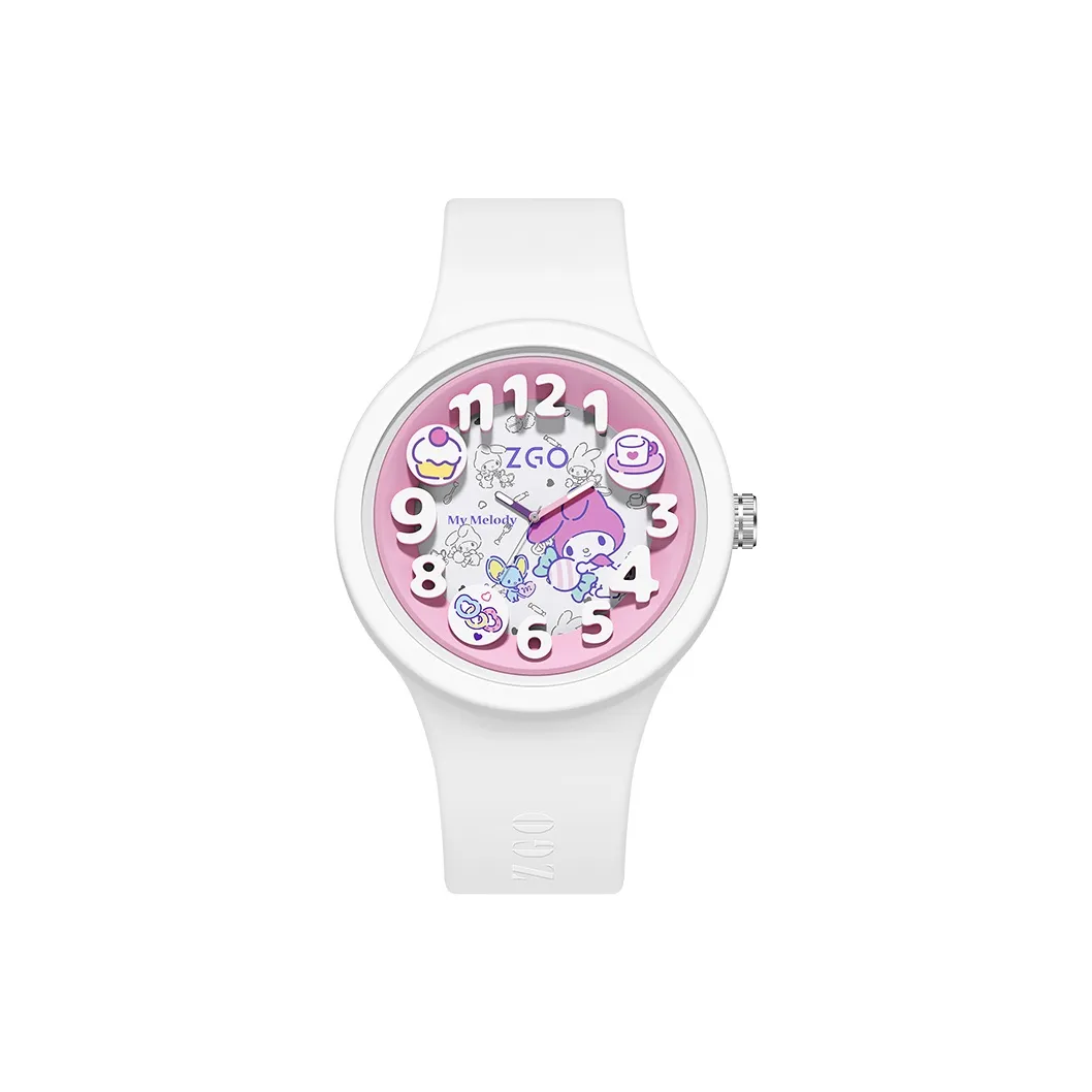 Zgo Sanrio Co Branded Кварцевый механизм Силиконовый ремешок Часы Женские Розовый циферблат