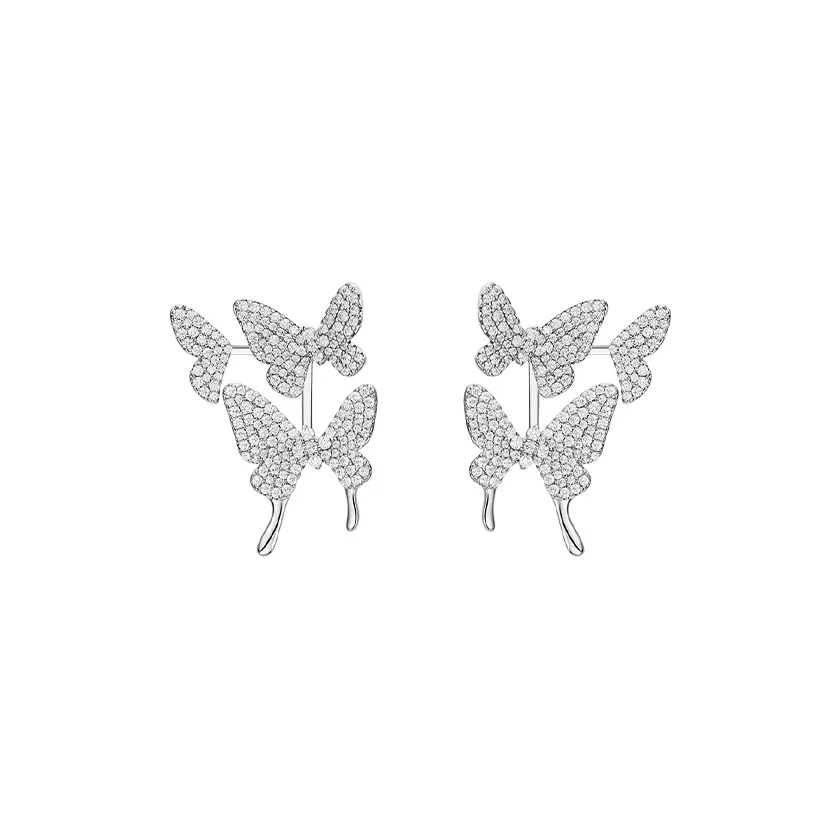 HEFANG Garden 925 Sterling Silver Butterfly Dream Hoop Earrings Women's