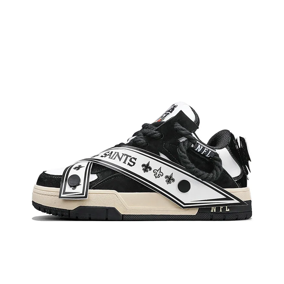 NFL Low Top Skateboard Shoes Unisex Black White