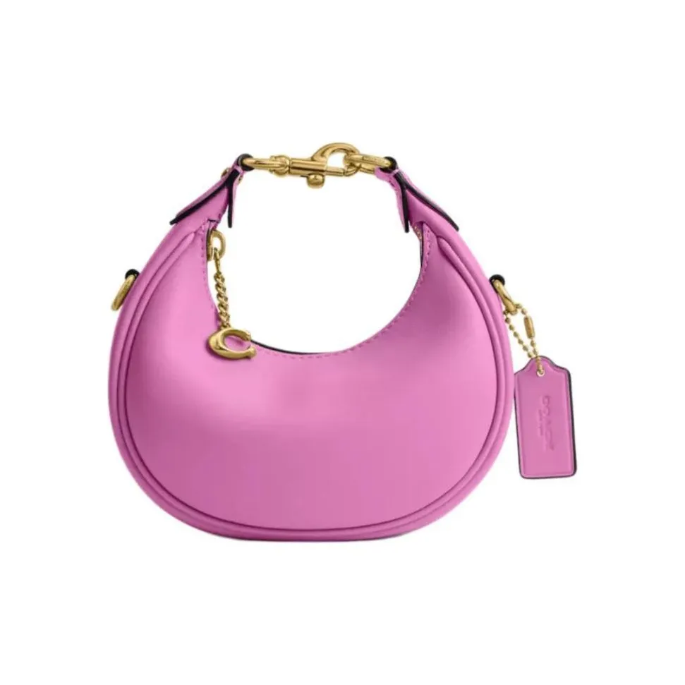 COACH JONIE Перчаточная дубленая кожа Сумка-полумесяц Сумка через плечо Сумка мини Женская Фуксия