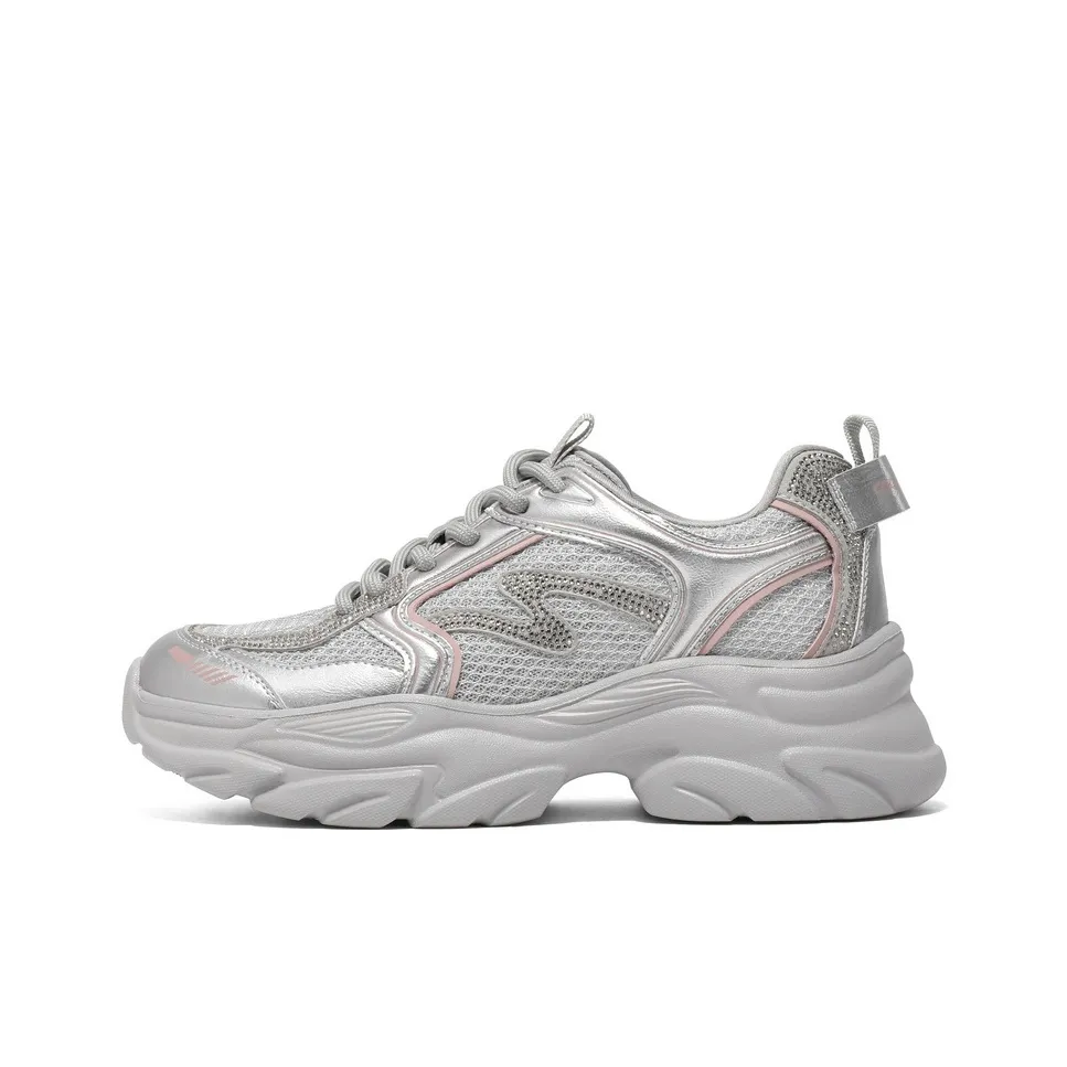 BELLE Slip-resistant Abrasion-resistant Breathable Height-increasing Low-top Footwear Women's Silver Pink