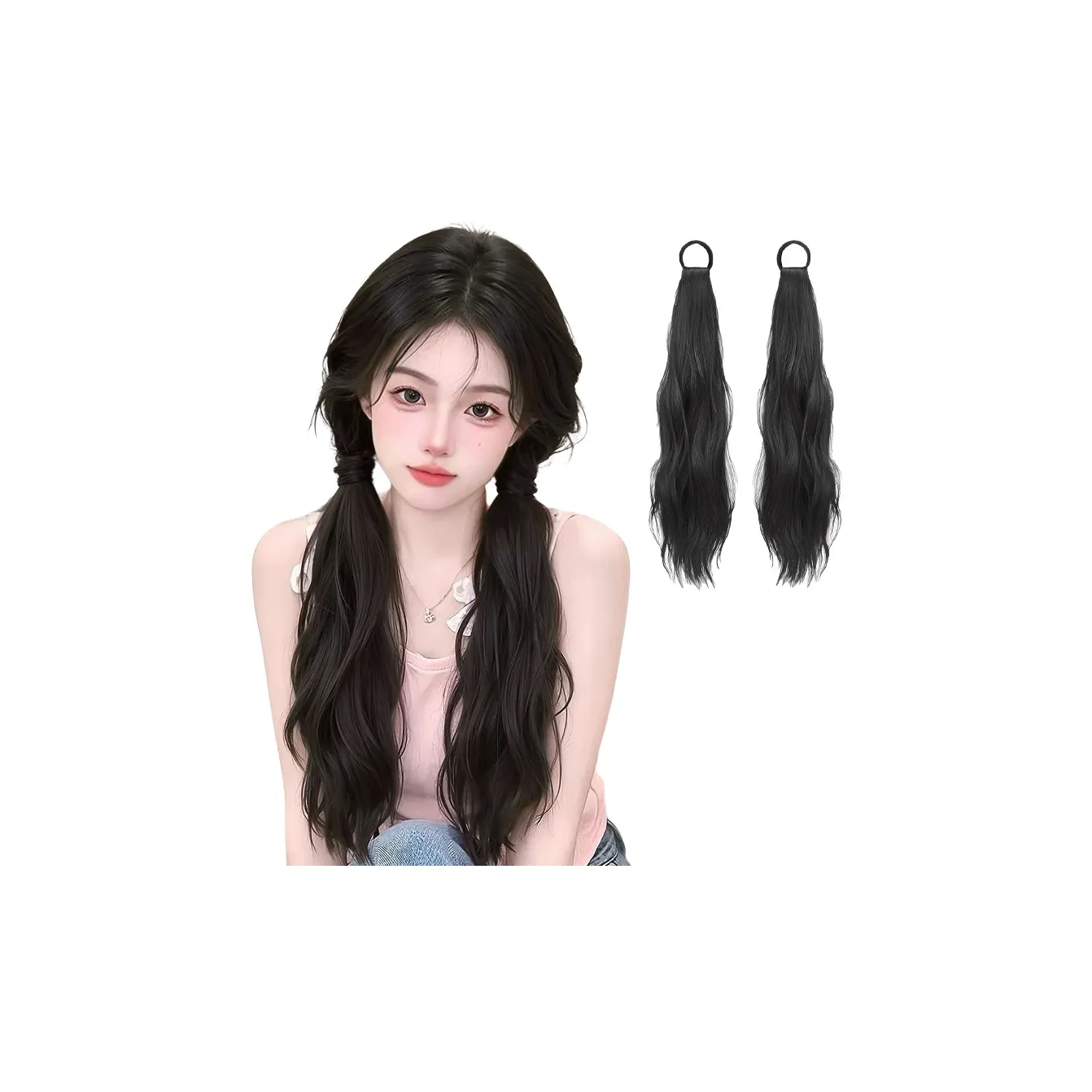 MUYAN TWISTED Длинный косичка боковая низкая коса два парика с хвостиками