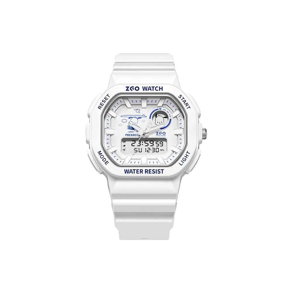 Zgo Sanrio Co Branded Электронный Механизм TPU Ремешок Часы Унисекс Белый Циферблат