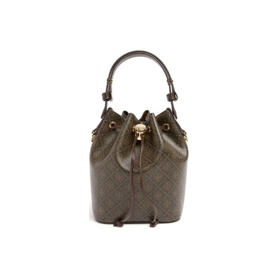 TORY BURCH T Monogram Синтетическая кожа Ведрообразная сумка Сумка через плечо Мини сумка Женская Черный Кофейный