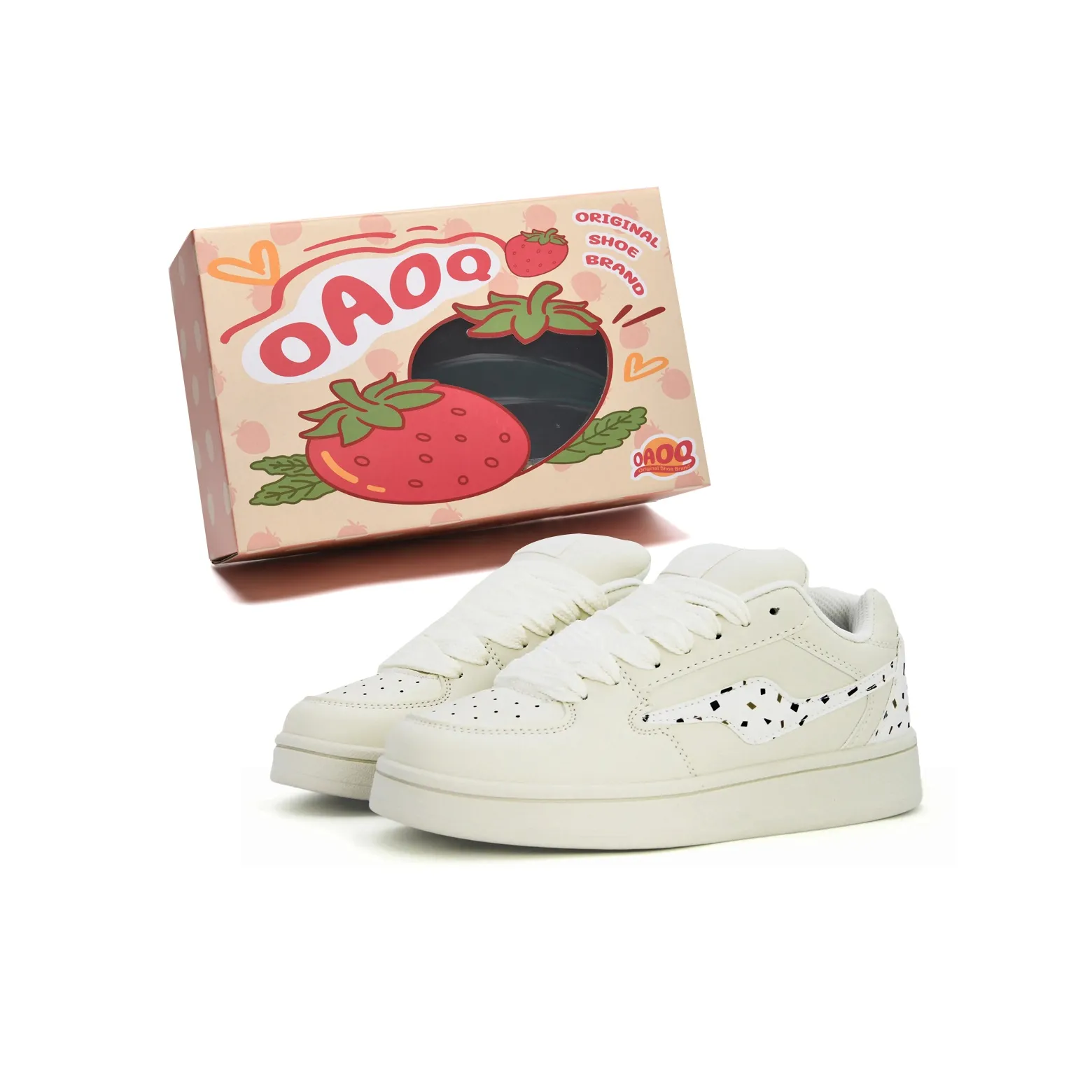OAOQ Anti Slip Wear Resistant Lightweight Breathable Height Increasing Low Top Skateboard Shoes Unisex Ice Cream Color