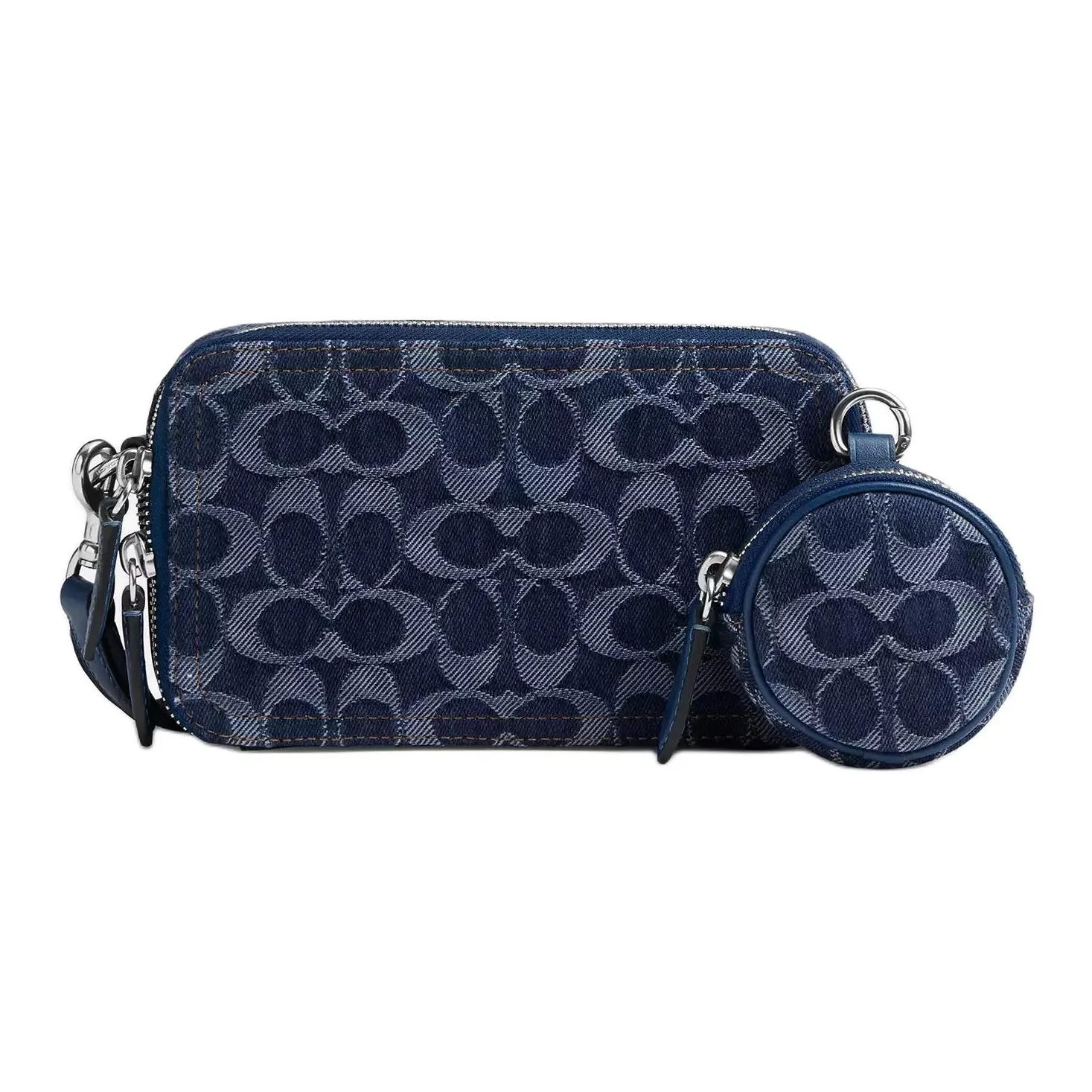 COACH Charter Denim с утонченной телячьей кожей сумка через плечо маленькая мужская темно-синий