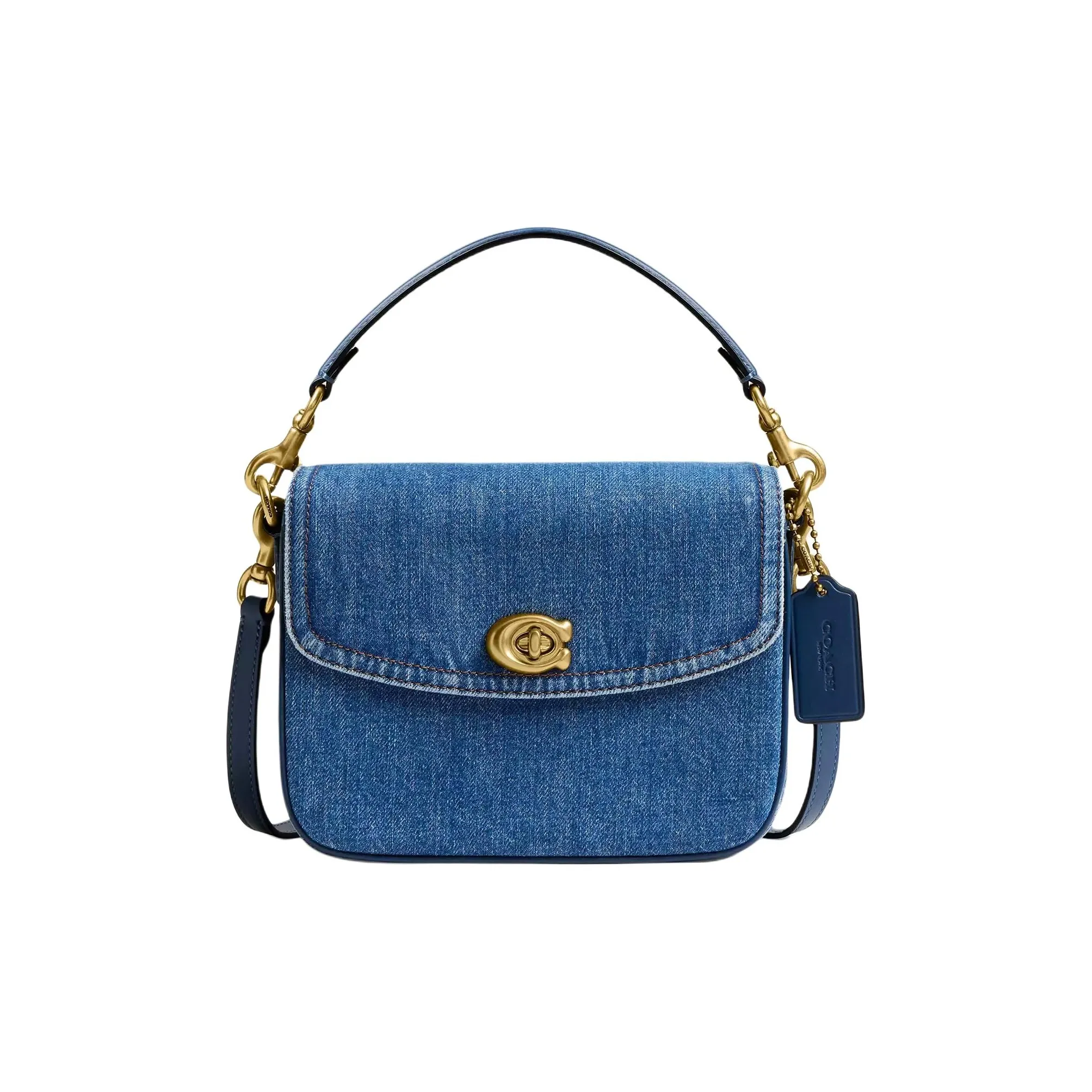 COACH Cassie Denim Телячья кожа Сумка через плечо Сумка Маленькая Женская Темно-синяя