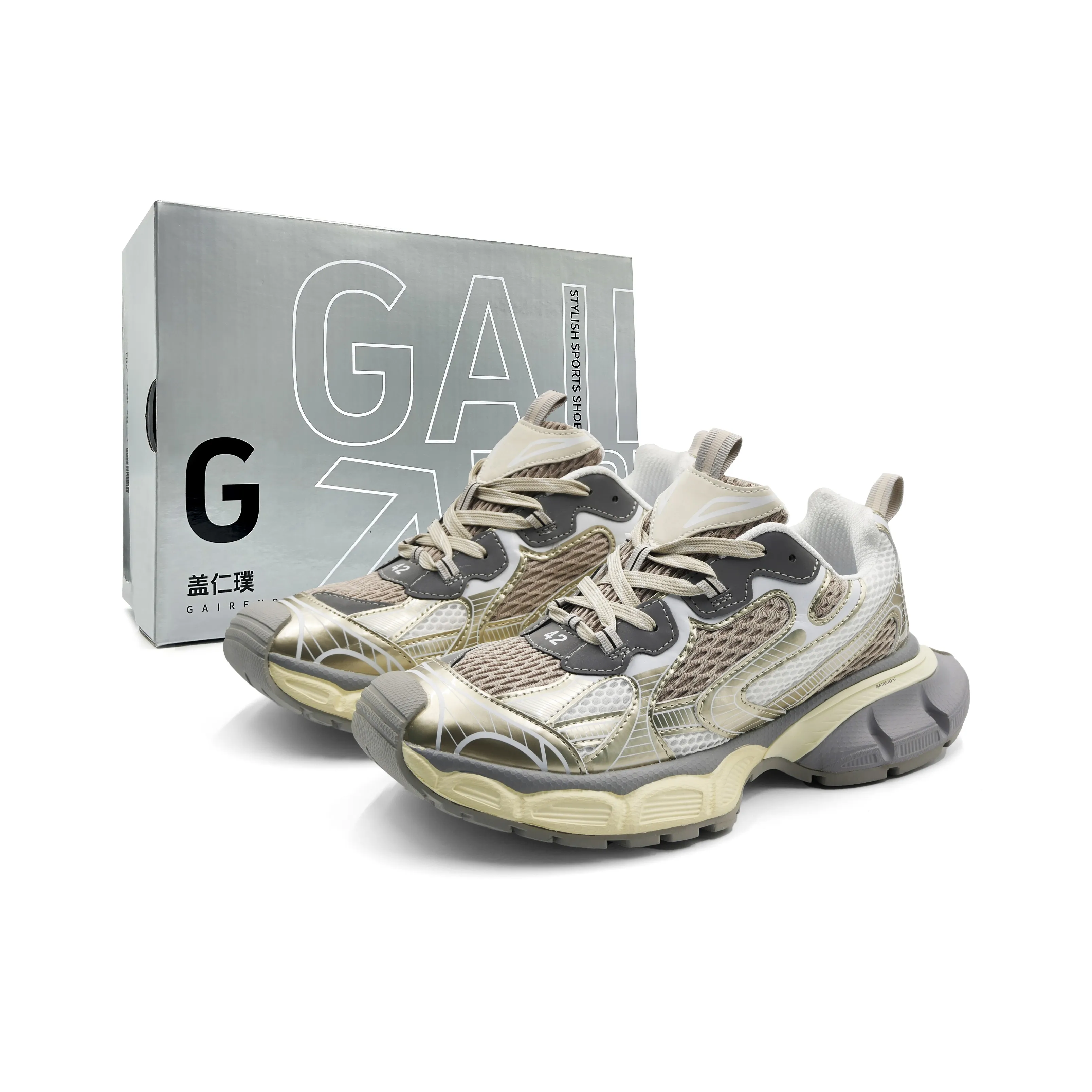 Gai Renpu противоскользящие и износостойкие визуально увеличивают рост низкие топовые кроссовки с толстой подошвой унисекс шампанское