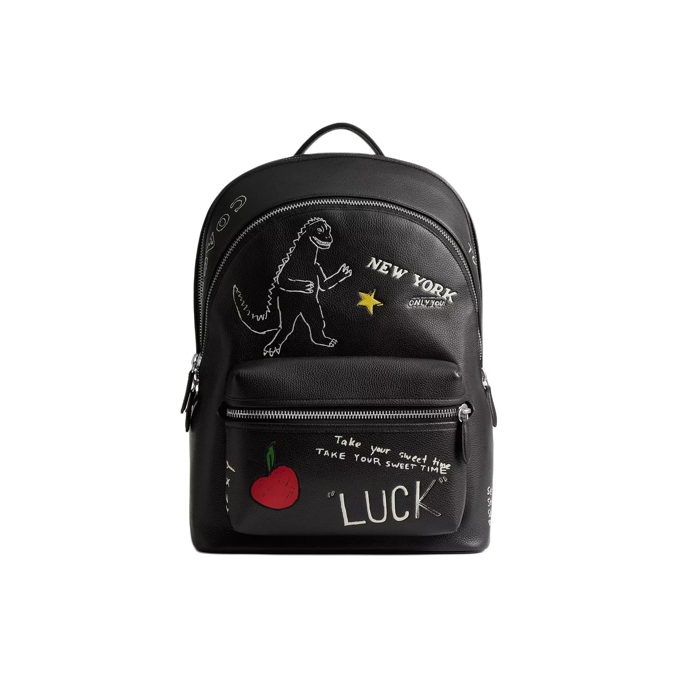 COACH Charter Polished Pebbled Leather Backpack Tubas Men's Black