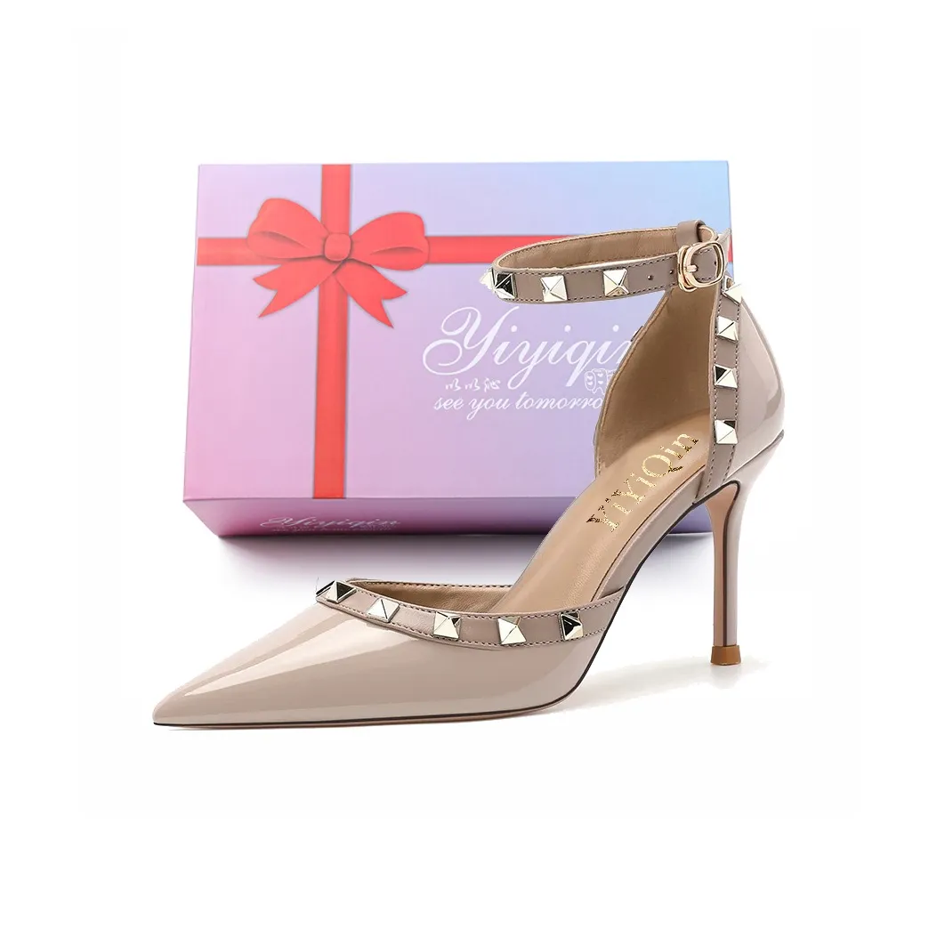 Take the Qin Низкий каблук Высокий каблук 9 см Женский Телесный Подарочный набор в коробке