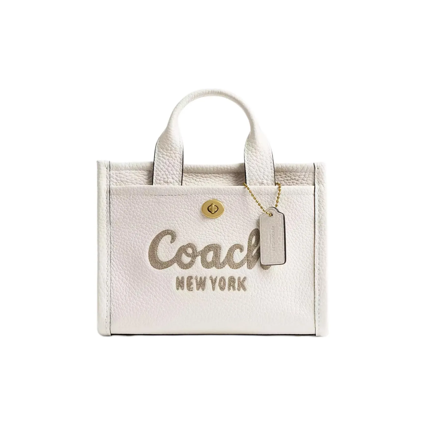 COACH Cargo Кожа Тоут Сумка Сумка для покупок Сумка на плечо Сумка Маленькая Женская Белая