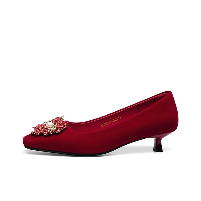 RED DRAGONFLY Грубый каблук Высокие каблуки 3,45 см Женские Красный