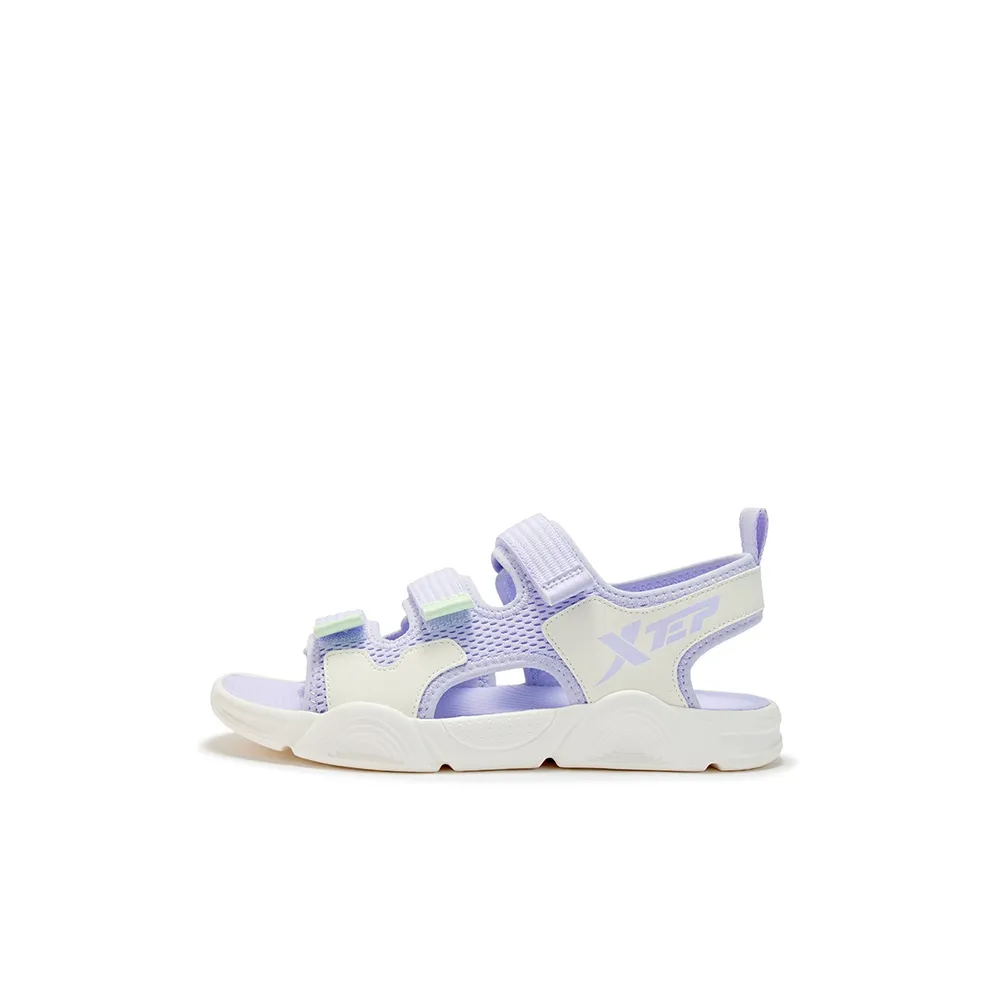 XTEP противоскользящие и дышащие низкие топовые сандалии фиолетовый синий белый парус детские