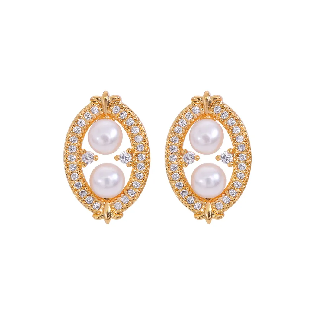 ZHENZHUAOMI Pearl Stud Earrings Women's