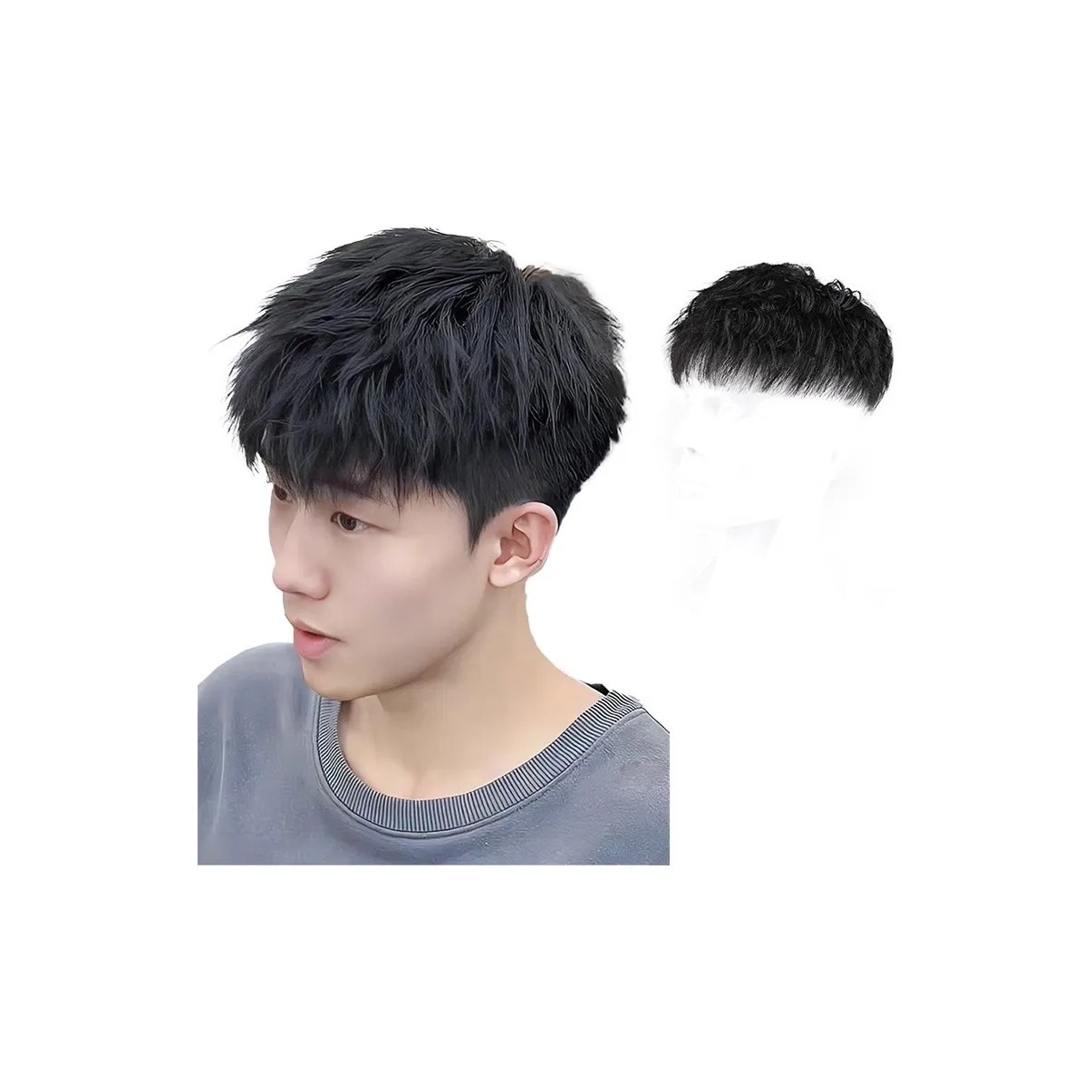YUNQING Модный Модный Morgan Scald Мужская Перука Человеческие Волосы Текстурированные Волосы