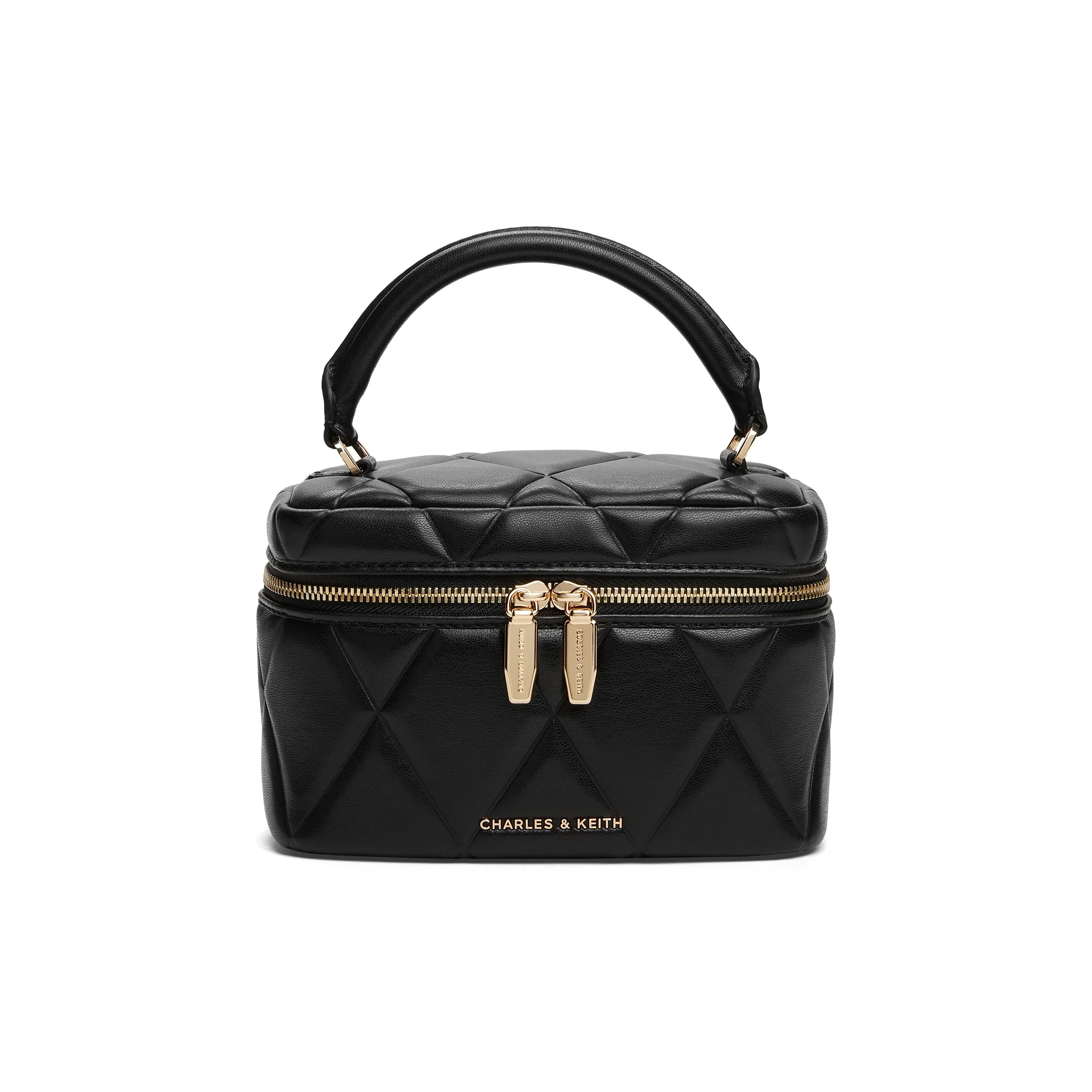 CHARLES&KEITH PU Jewelry Bag Crossbody Handbag Small Size Women's Butter Yellow/Black/Cream Milk White/Light Pink
