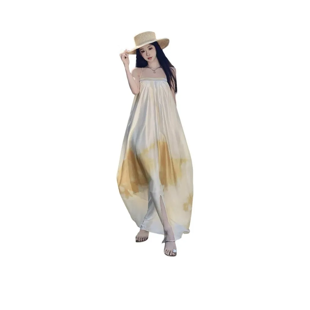 DOSOHEB Slip Dresses Women's Yellow