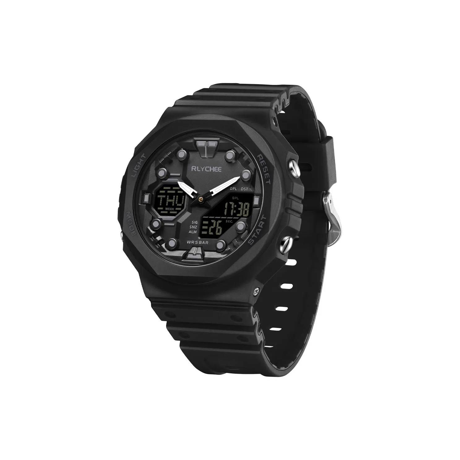 Rlychee Электронный + Кварц Механизм TPU Ремешок Часы Унисекс Черный Циферблат