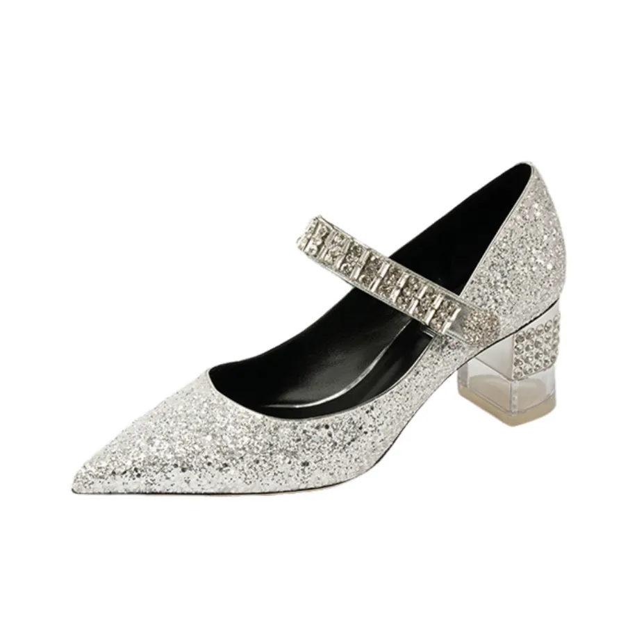 Houseofavenues Искрящийся MOMENTS Туфли Мэри Джейн Женские Серебряные