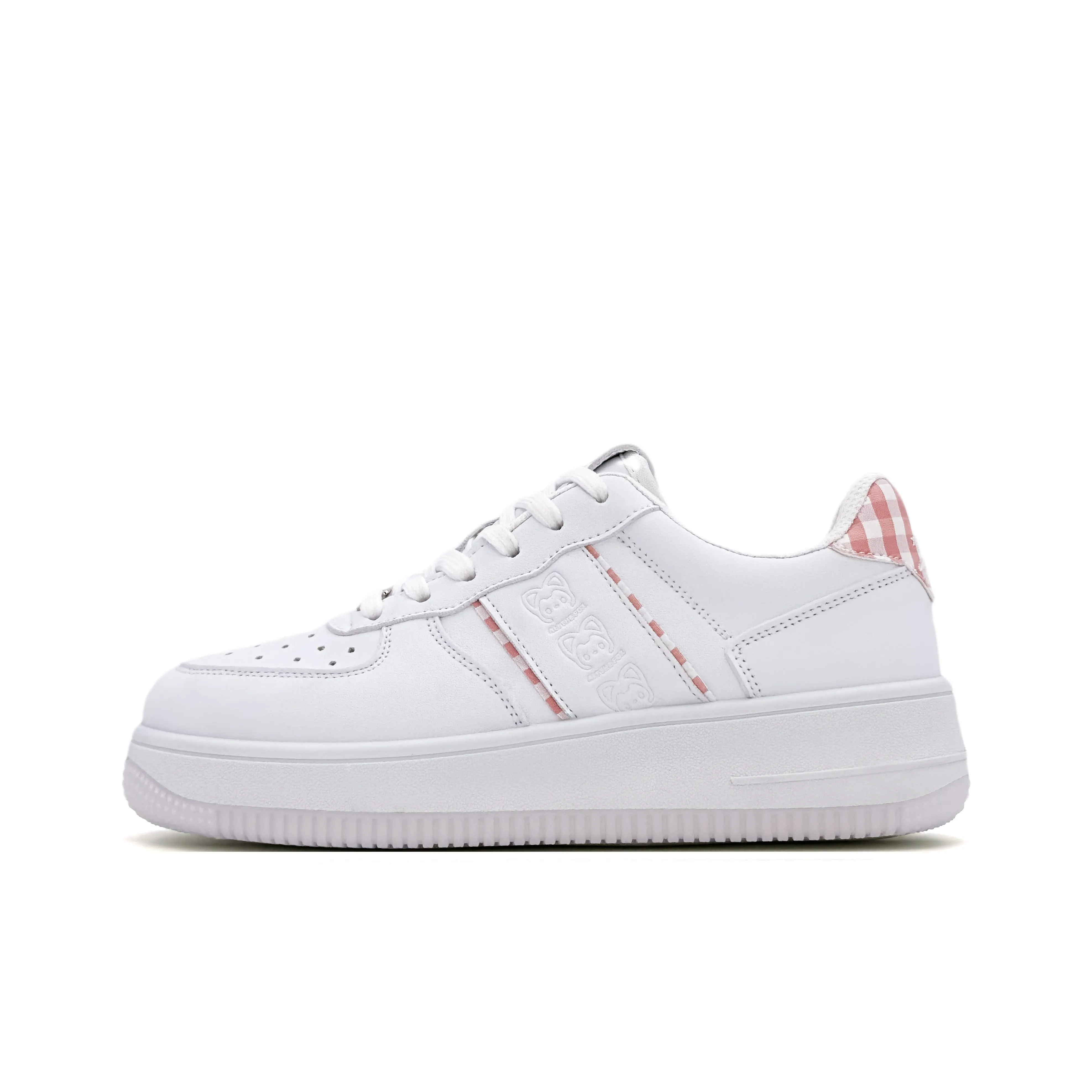 ALI THE FOX Skateboard Shoes Unisex Low Top White Pink/White Blue