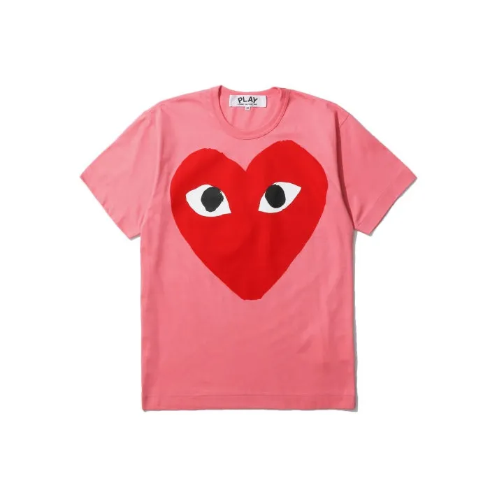 CDG Play Pastelle Red Heart T-shirt Pink