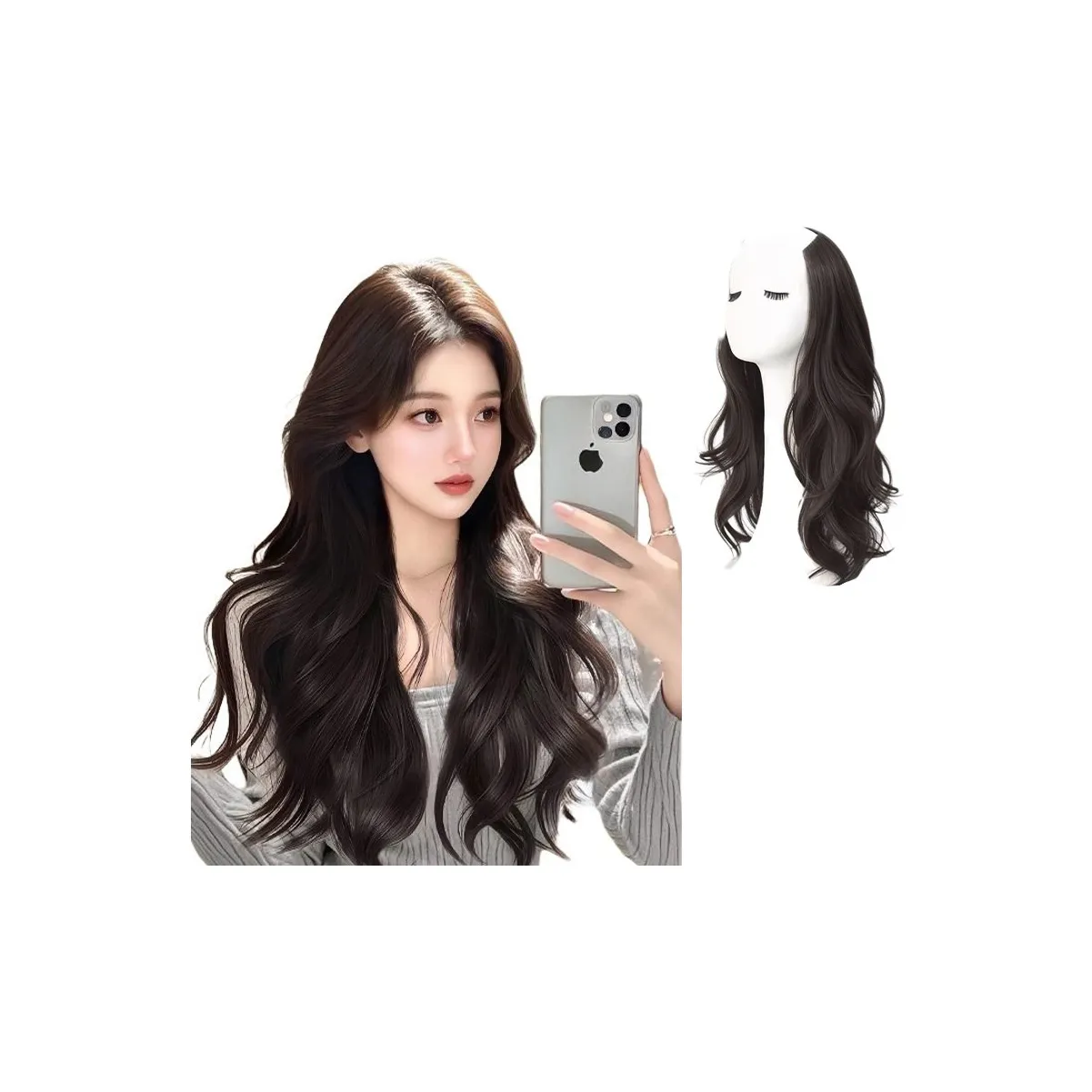 MUYAN Большая волна Длинные кудрявые волосы One Piece Перука Женская Высокотемпературная пряжа Длинные кудрявые волосы