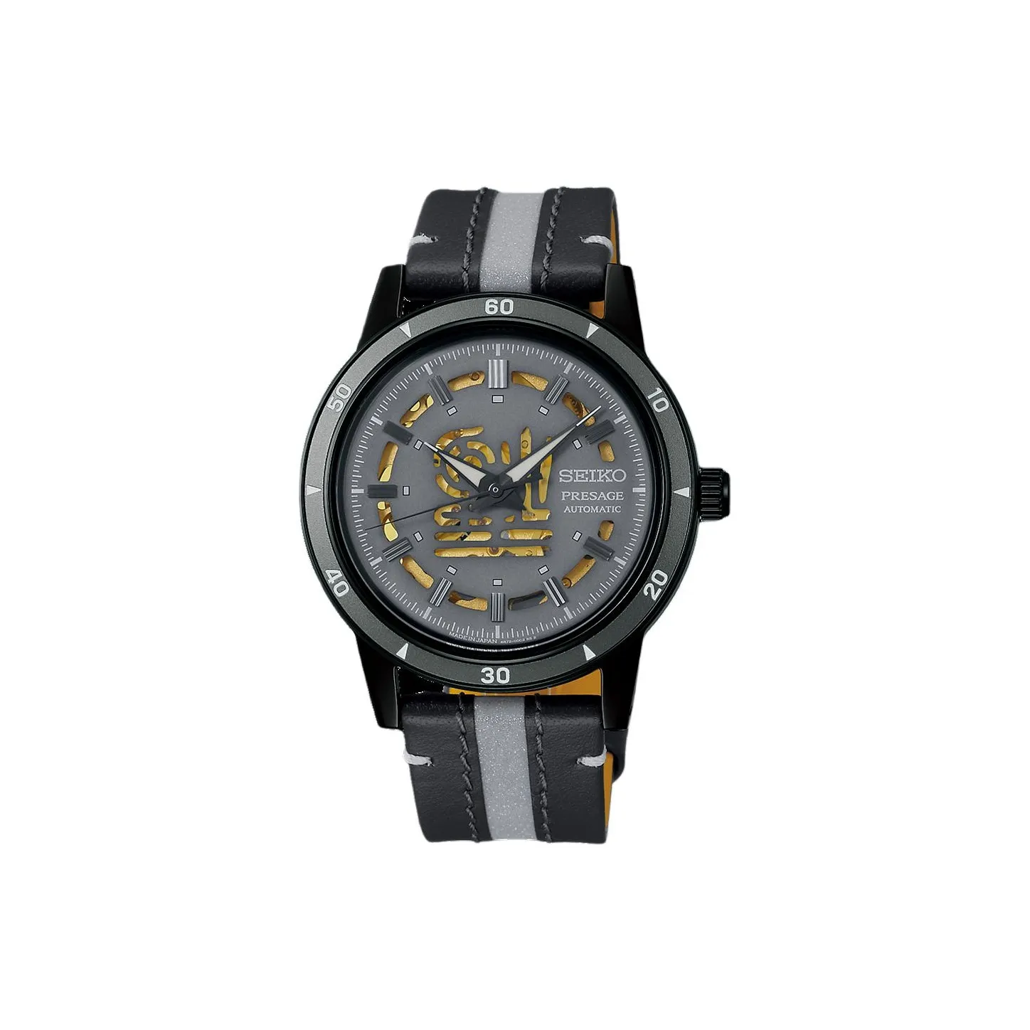 SEIKO Automatic/Manual Mechanical Movement Cow Leather Strap Watch Men's Watches Gray Dial