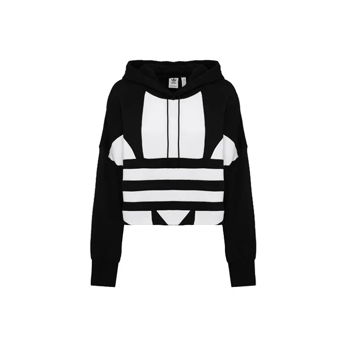 Adidas Originals Cropped Big Trifoil Pullover Hoodie