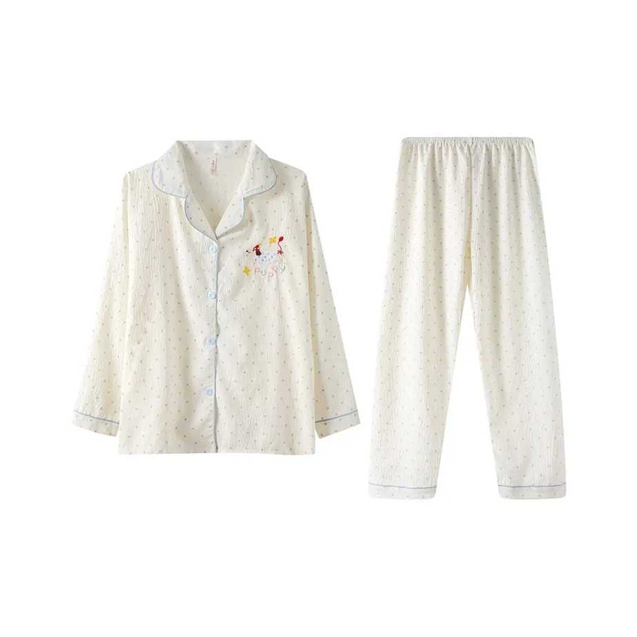 OEING Пижамный комплект женский в горошек с щенком