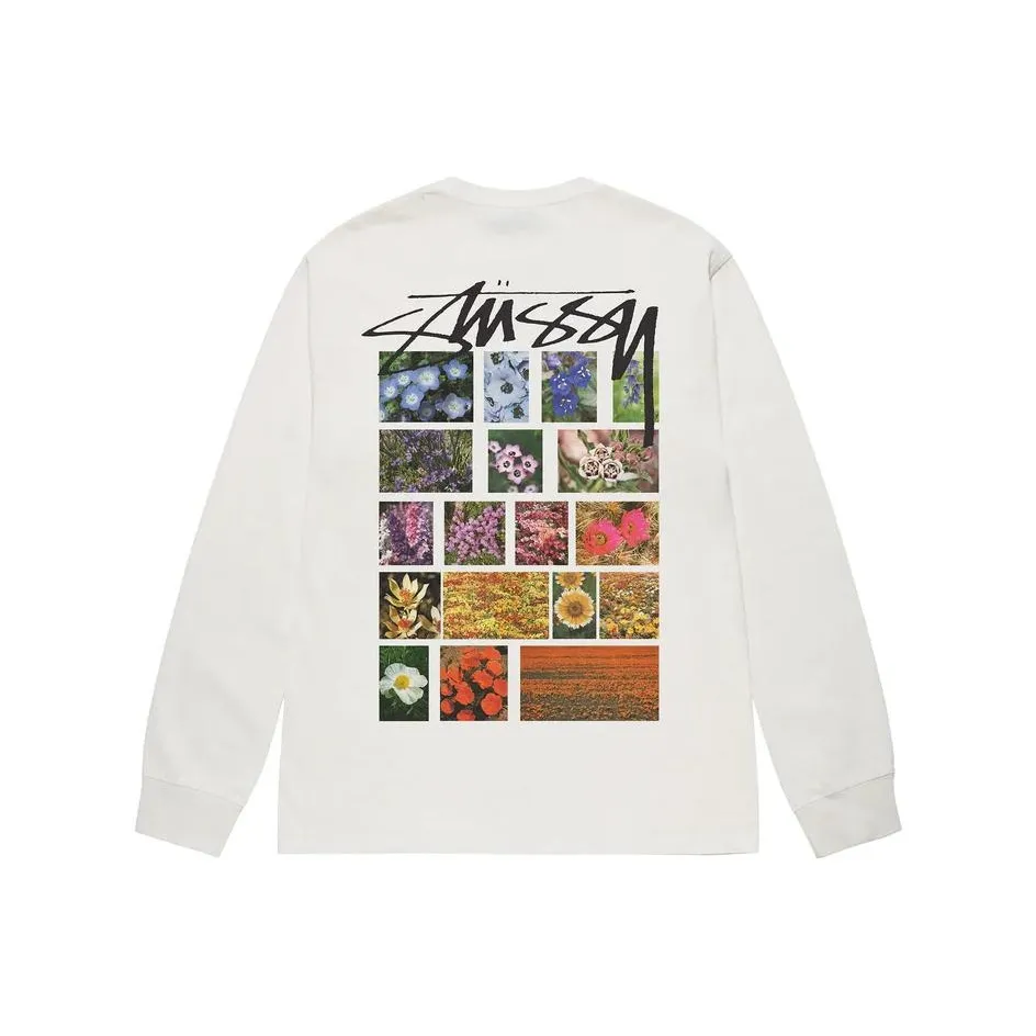 Stussy Flower Grid Pigment Dyed Long Sleeve Tee