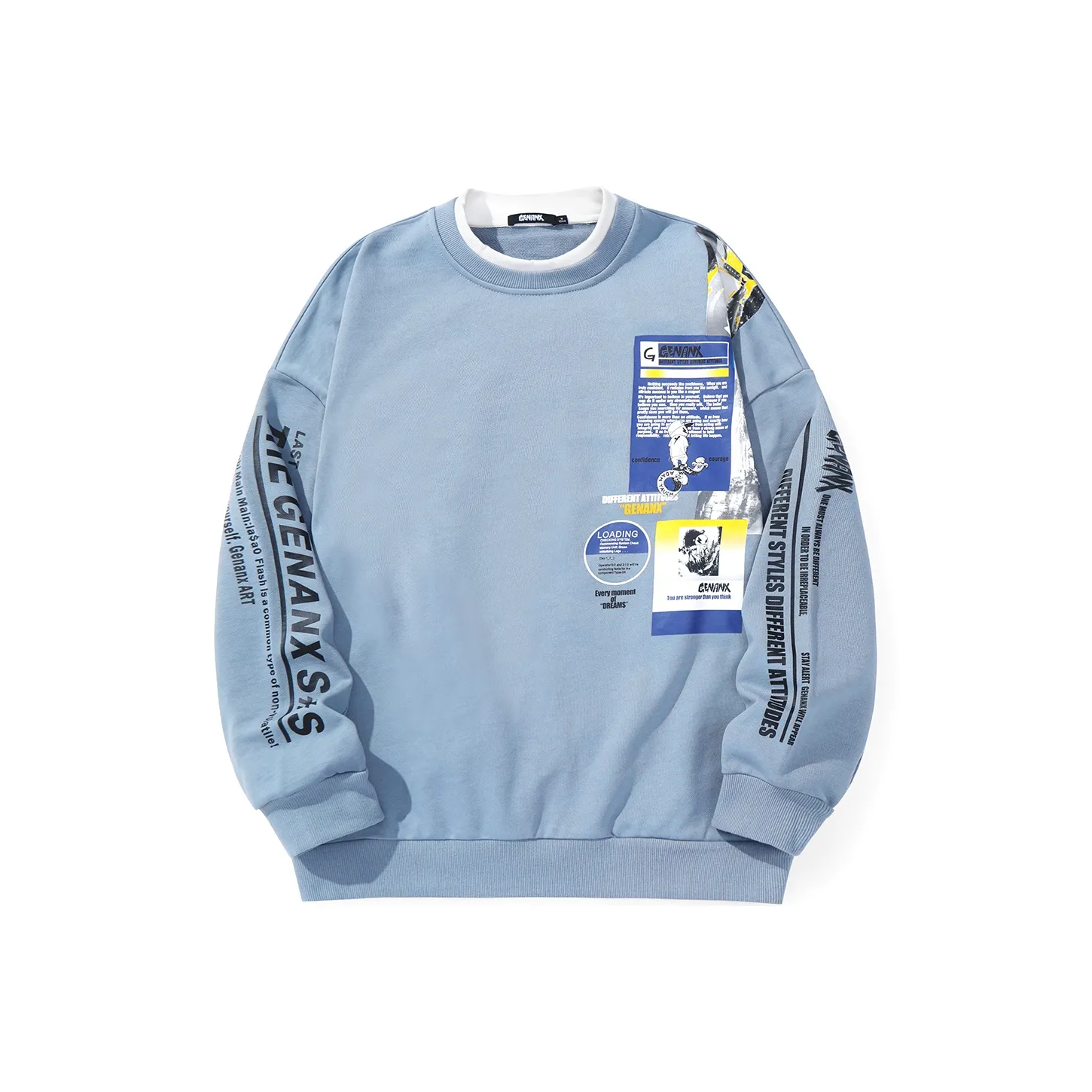 GENANX Sweatshirt Unisex Gray Blue