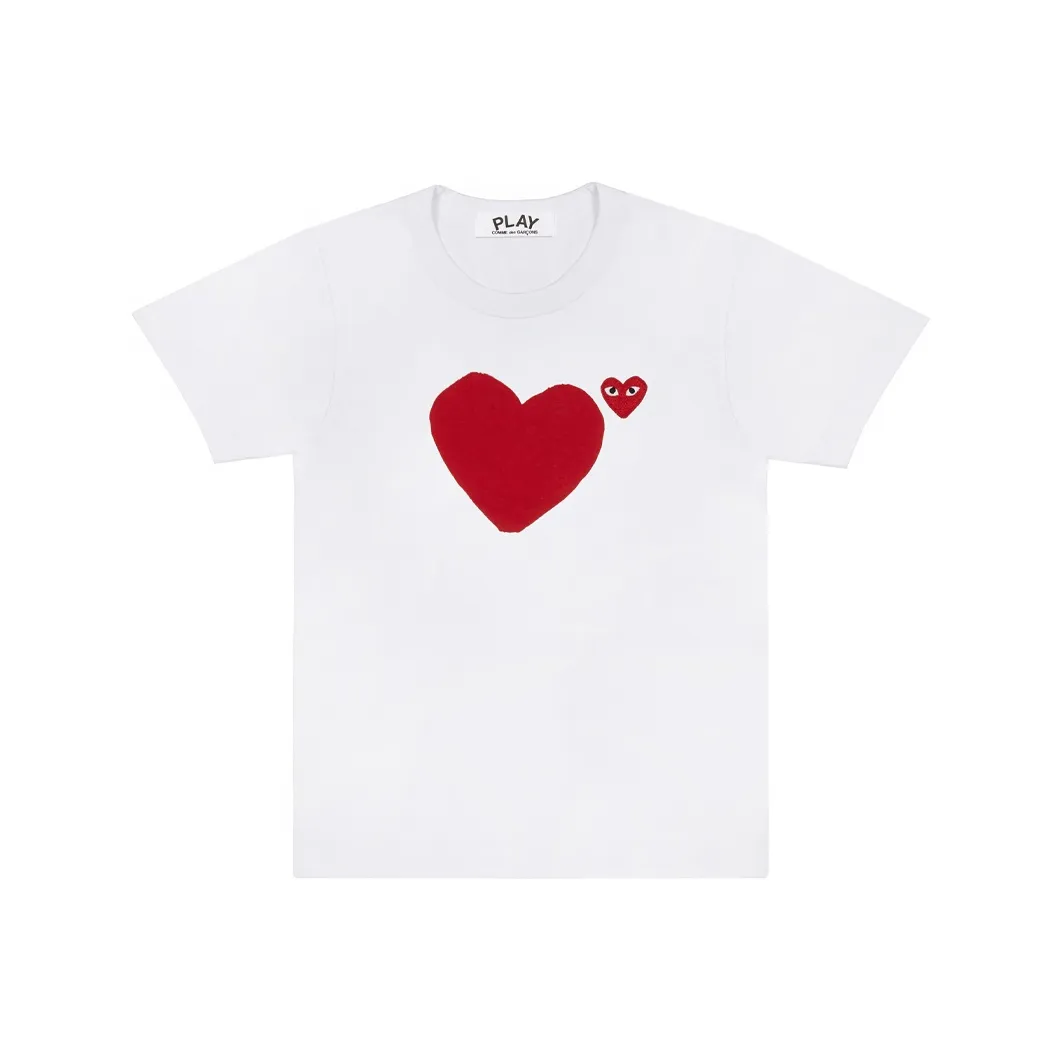 CDG Play Women's Red Emblem No Eyes T-shirt White