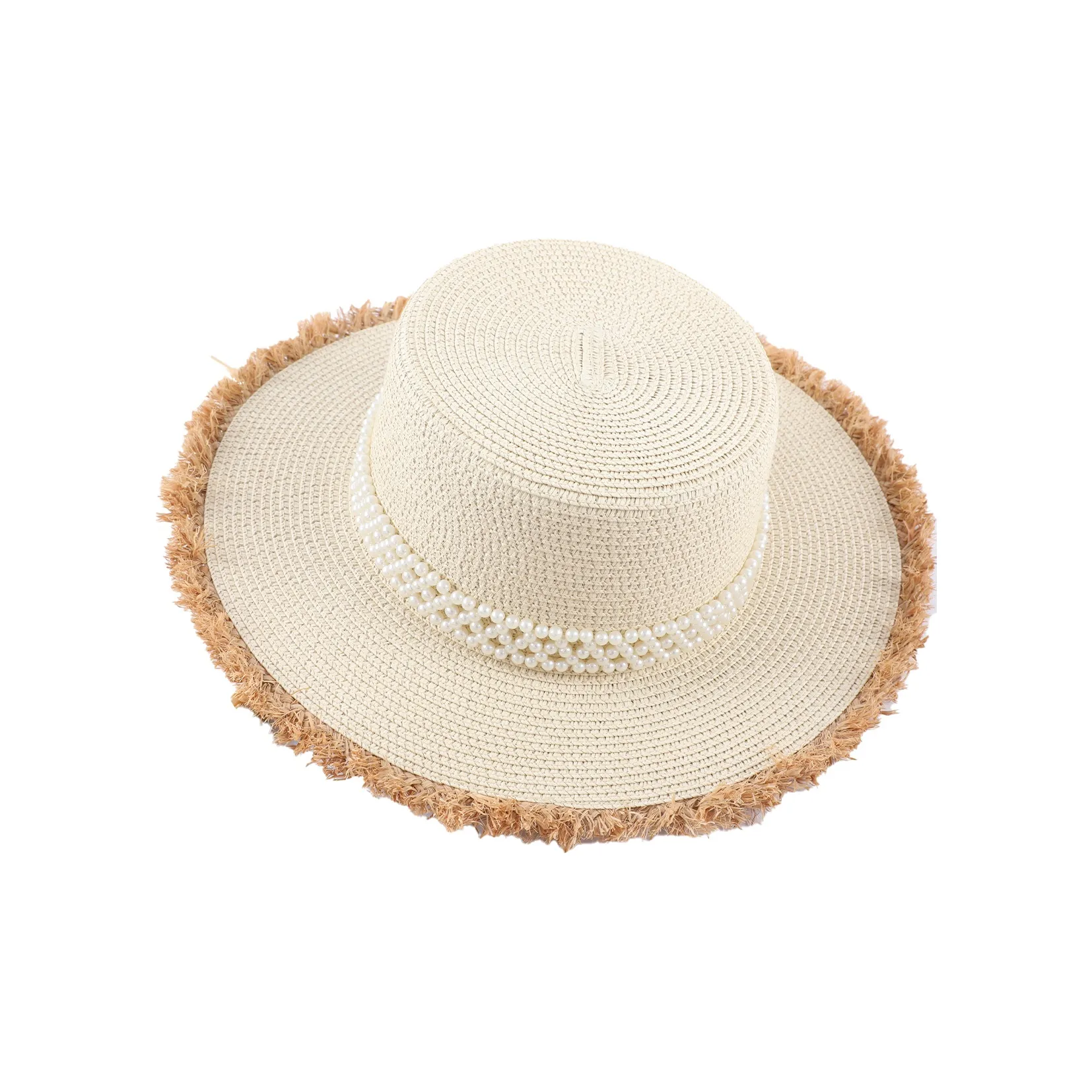 LE TISSERAND Плоский верх Пляжная соломенная шляпа Шляпы с защитой от солнца Женские