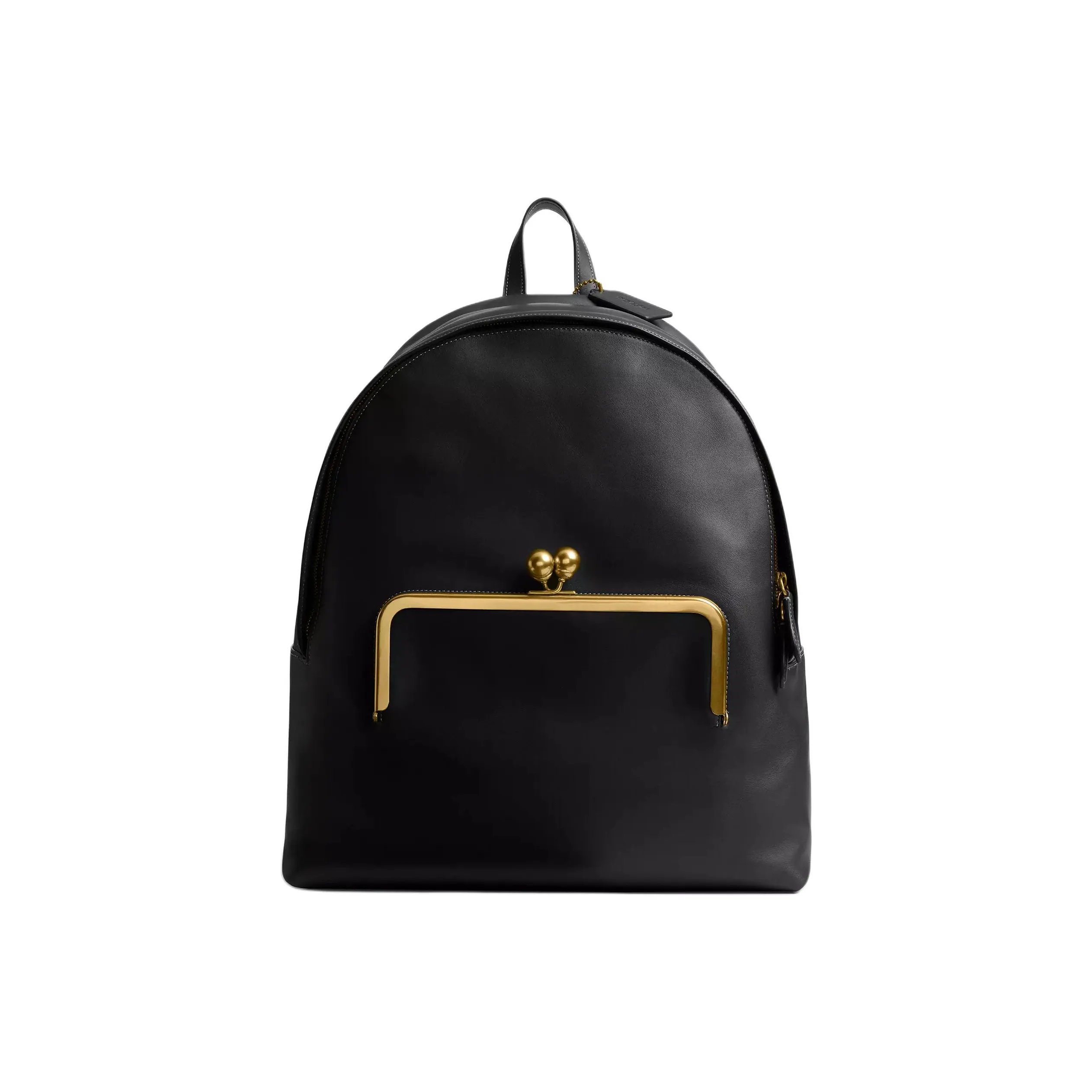COACH Kisslock Glove Tanning Backpack Tubas Women's Black