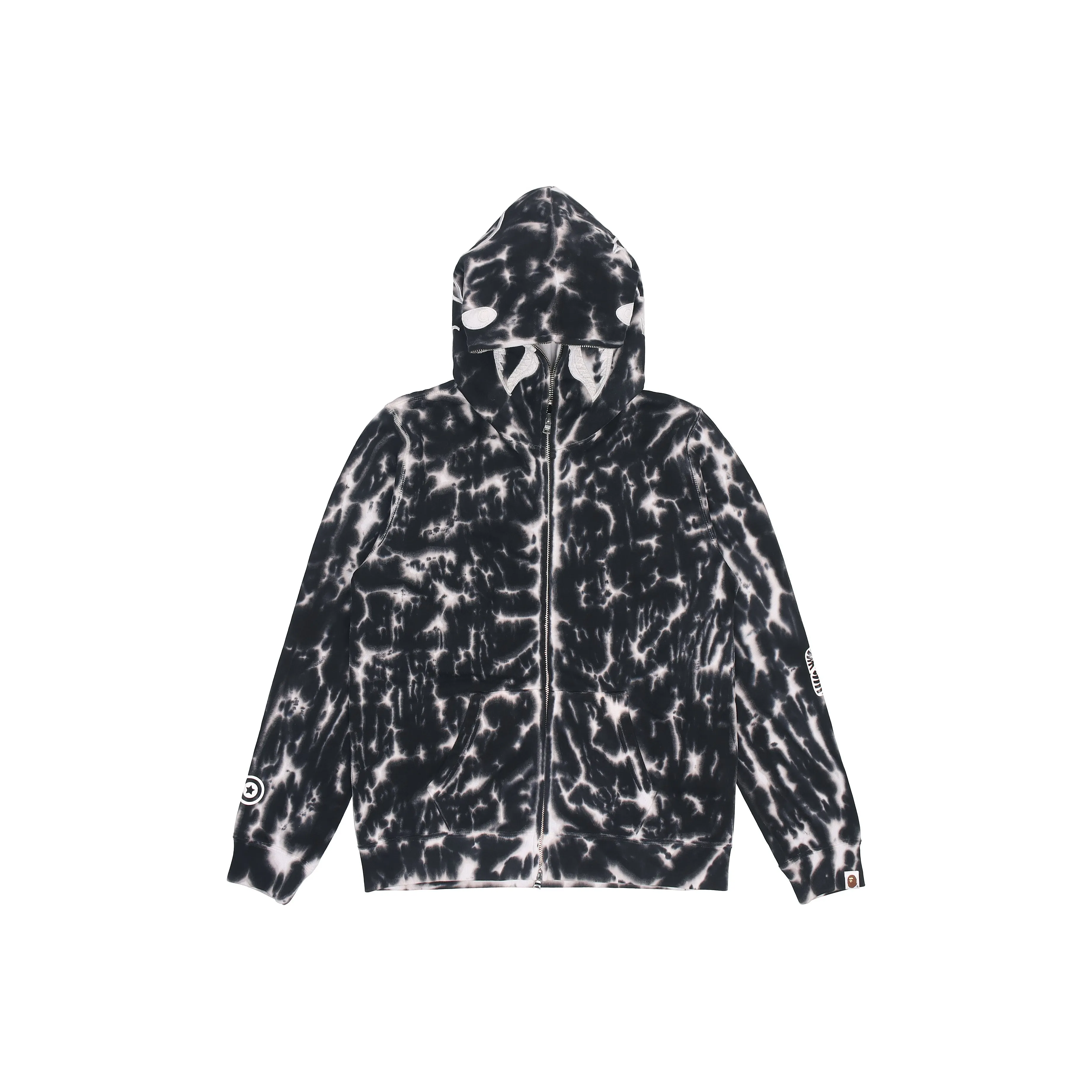 A BATHING APE Tie Dye Ponr Shark Wide Full Zip Hoodie