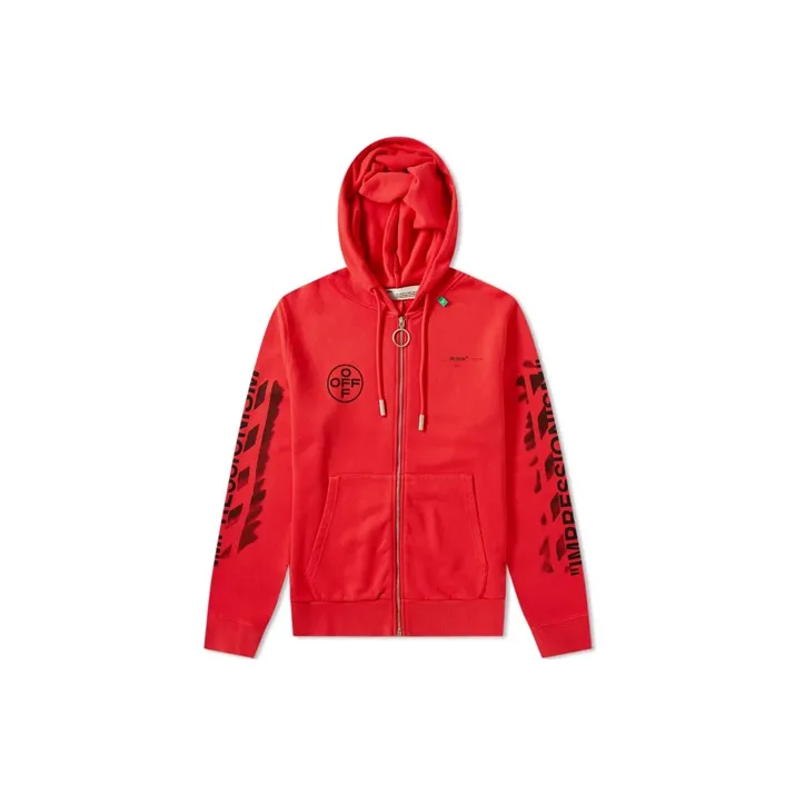 OFF WHITE Diag Stencil Zip Up Hoodie