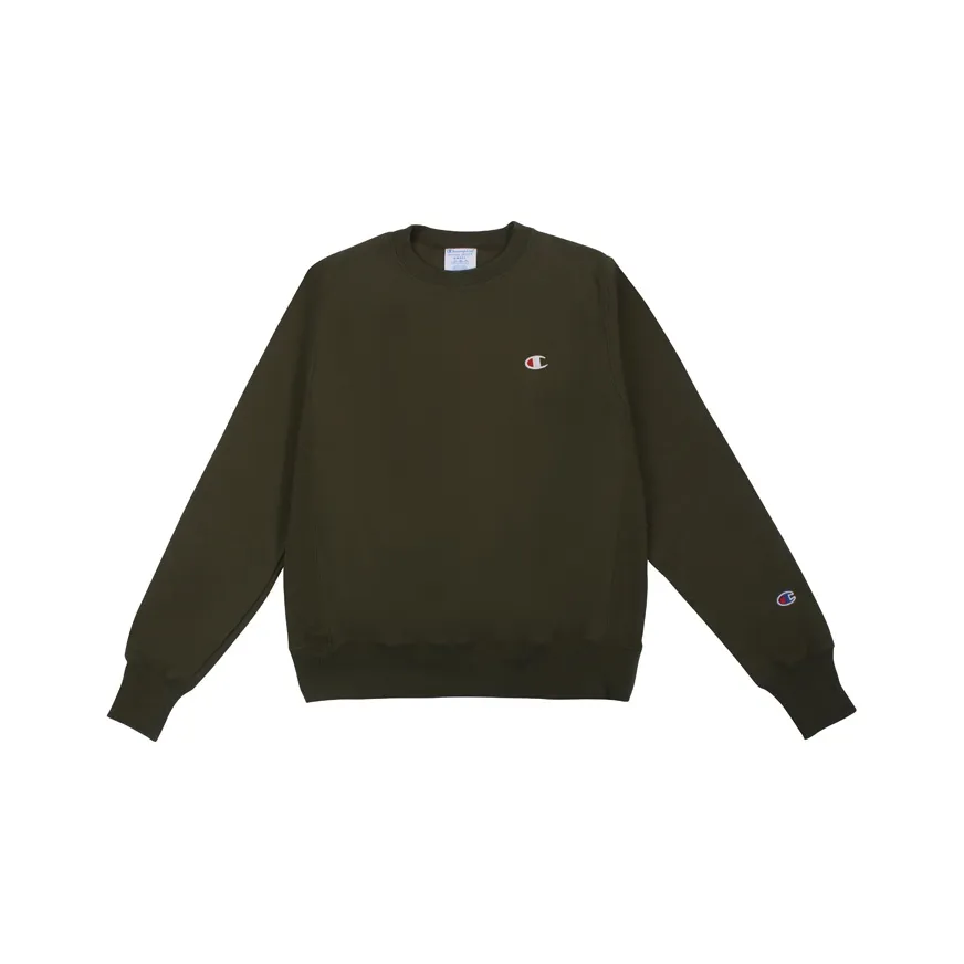 Champion Круглый вырез Стандартный Свитшот Американская версия Унисекс Армейский зеленый