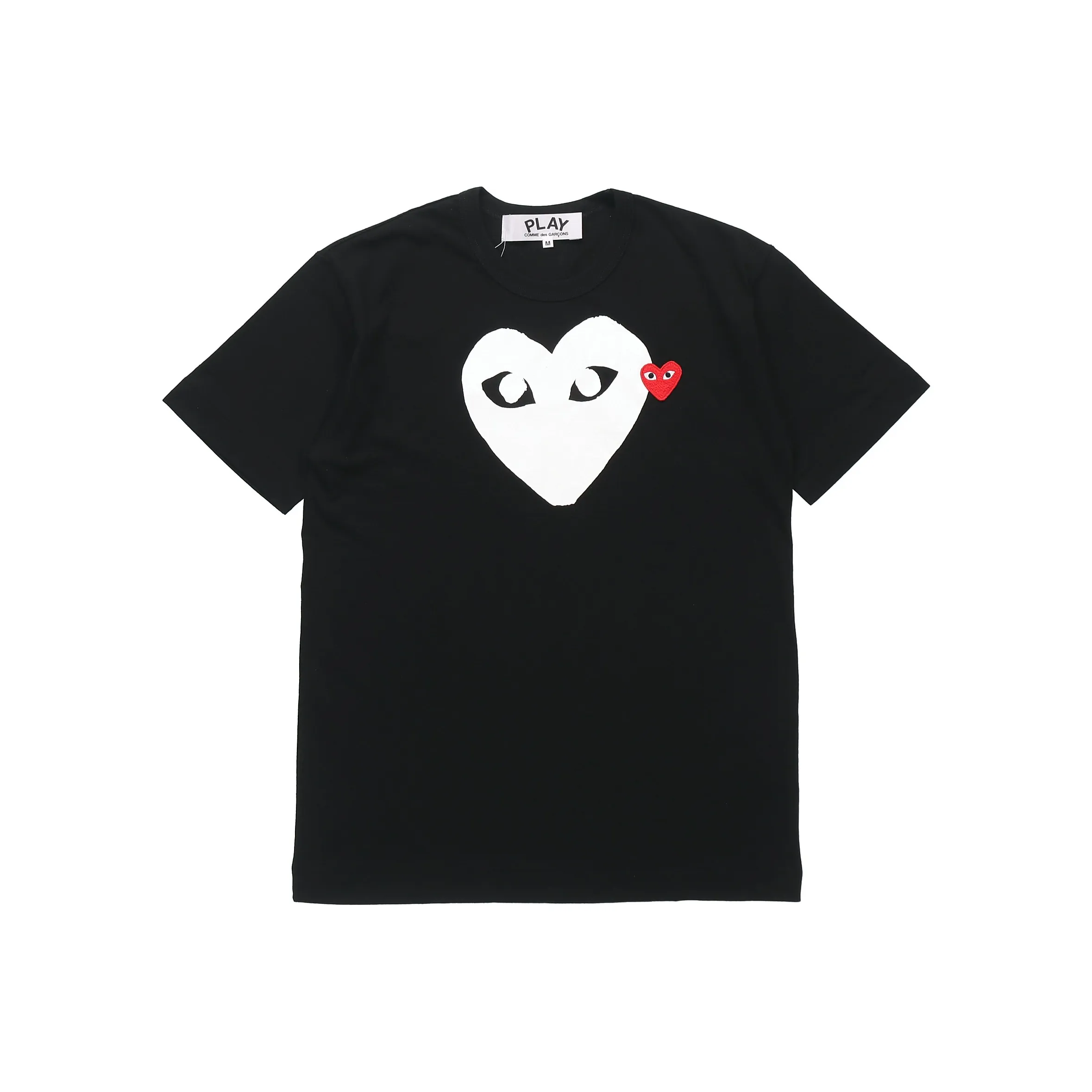 Comme Des Garcons Play White Heart Red Emblem T shirt