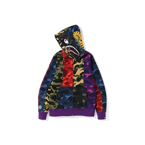 Bape Mix Camo Crazy Shark Full Zip Hoodie