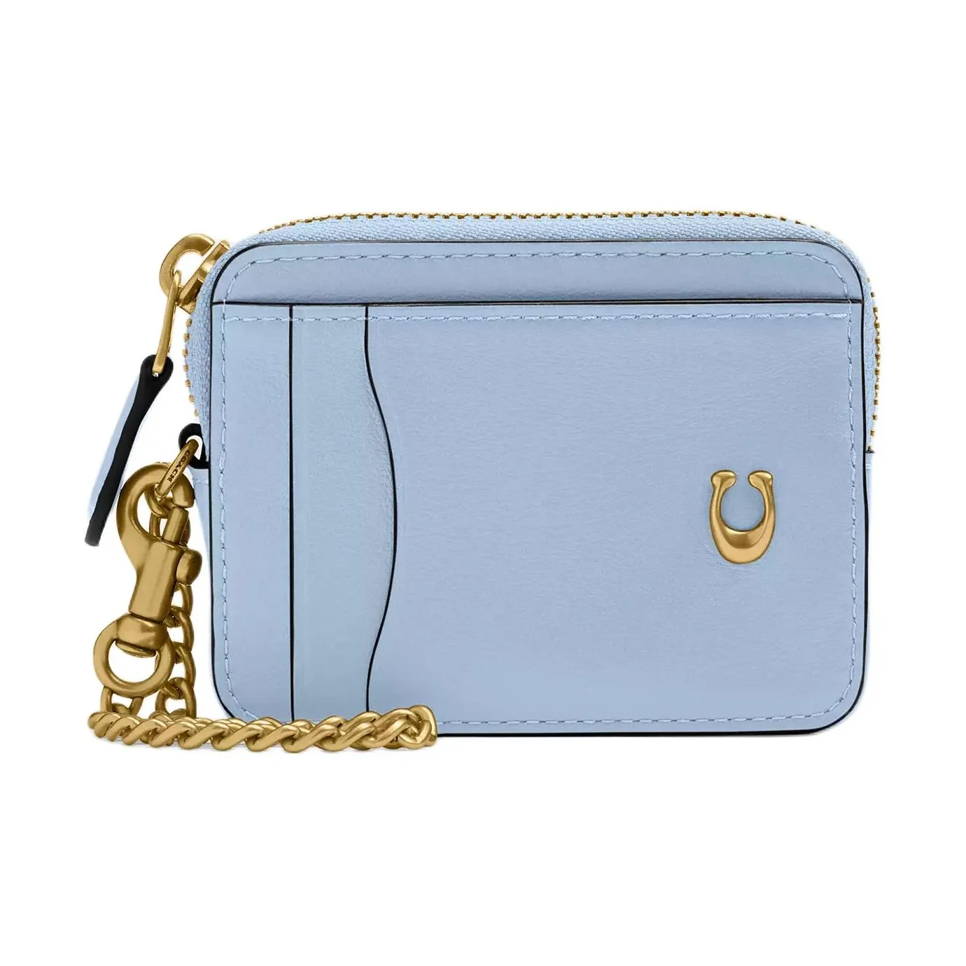 COACH EssentialChain Телячья кожа Держатель для карт Женские Светло-синий