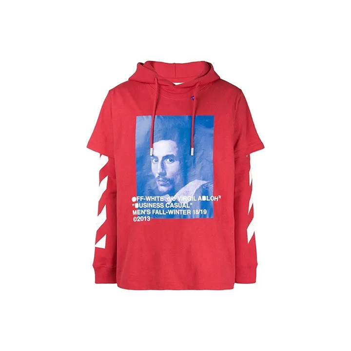 Off Белый SS19 Толстовка Мужской Красный