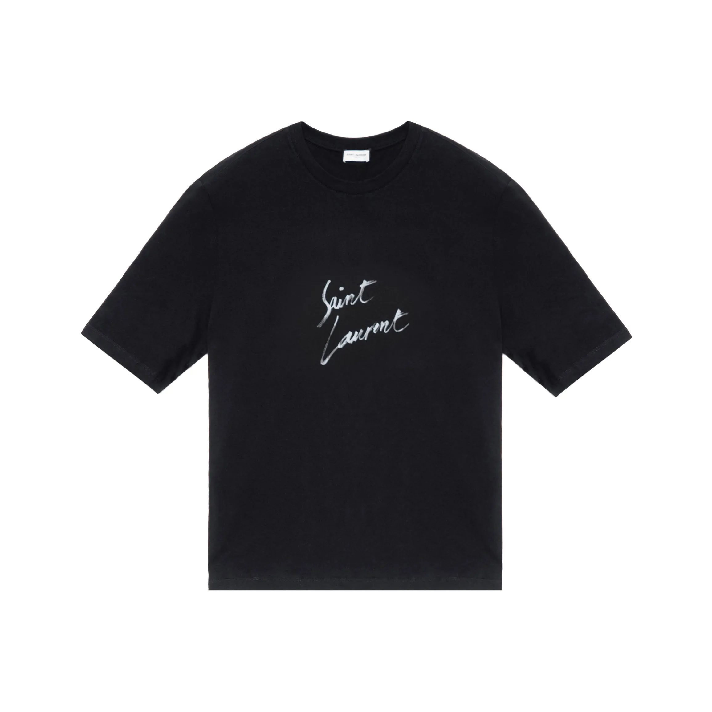 SAINT LAURENT Signature Logo Print Cotton T shirt