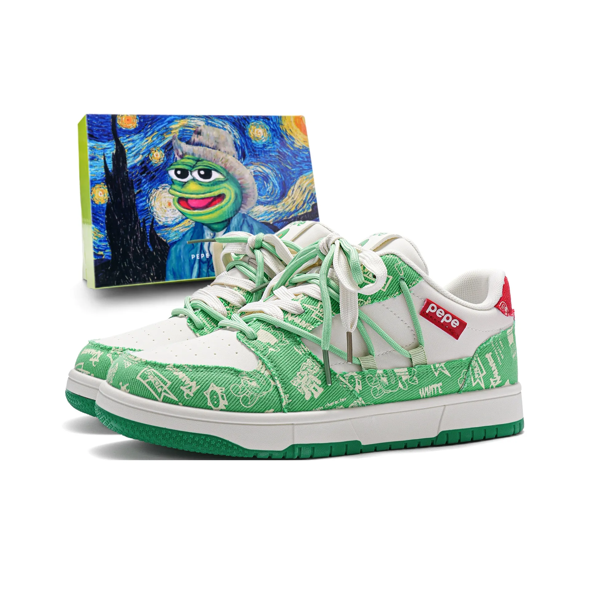 Pepe The Frog Низкие Кроссовки для Скейтбординга Унисекс