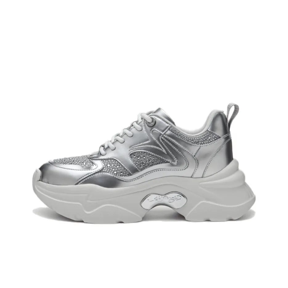 Ed Hardy Low Top Chunky Sneakers Women's Silver