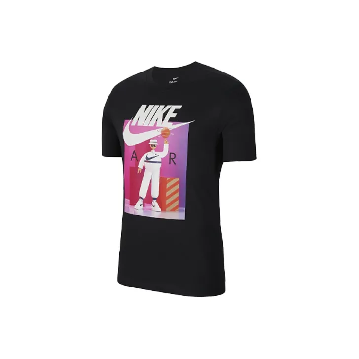 Nike Sportswear Men's Print Crewneck Sport T-Shirt Black