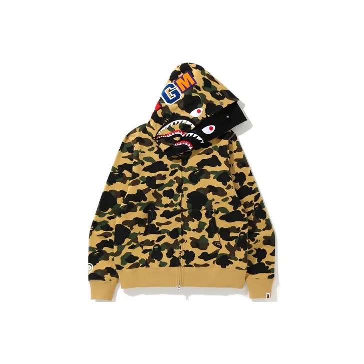 Bape 1st Camo Shark Full Zip Hoodie 'Yellow'