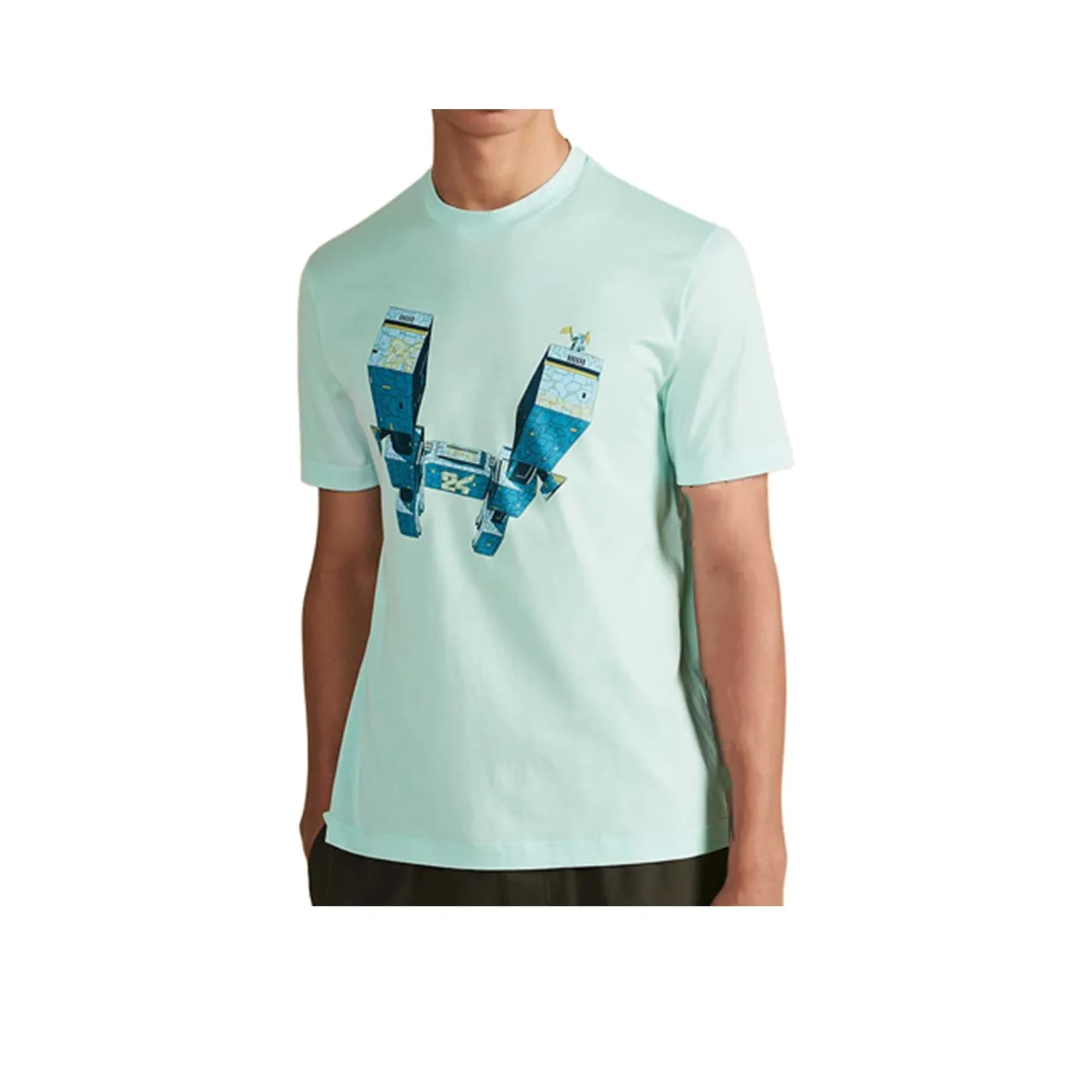 HERMES T Рубашка Мужская Светло-Зеленая