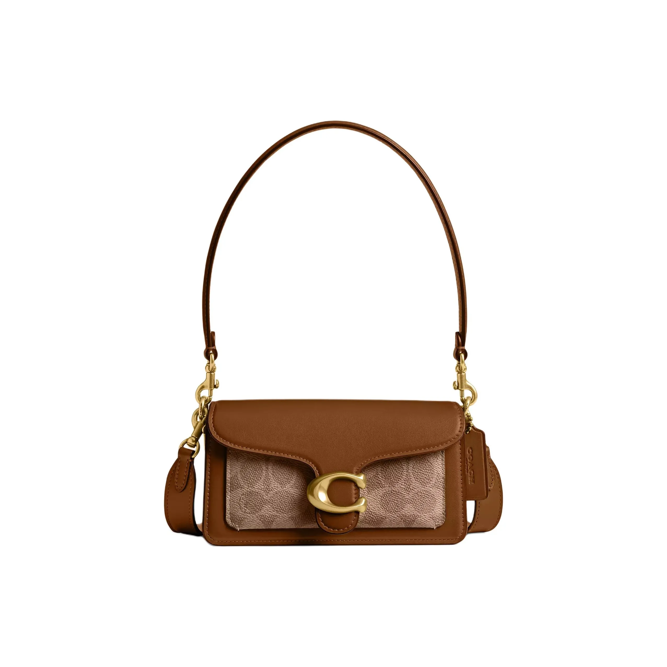COACH Tabby Покрытый холст Сумка через плечо Маленькая Женская Латунь и Коричневый