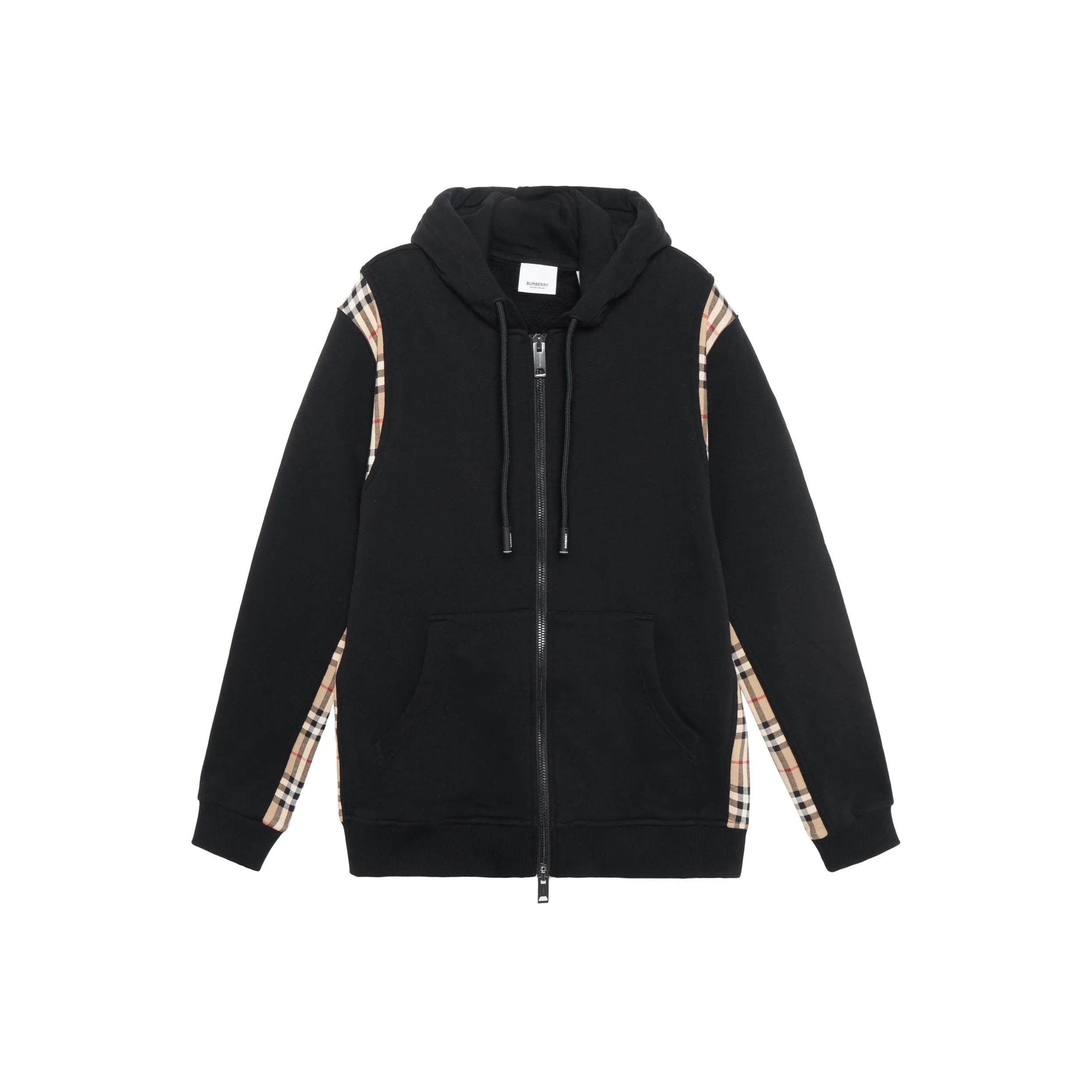 Burberry Men Vintage Check Panel Hoodie Black/Beige