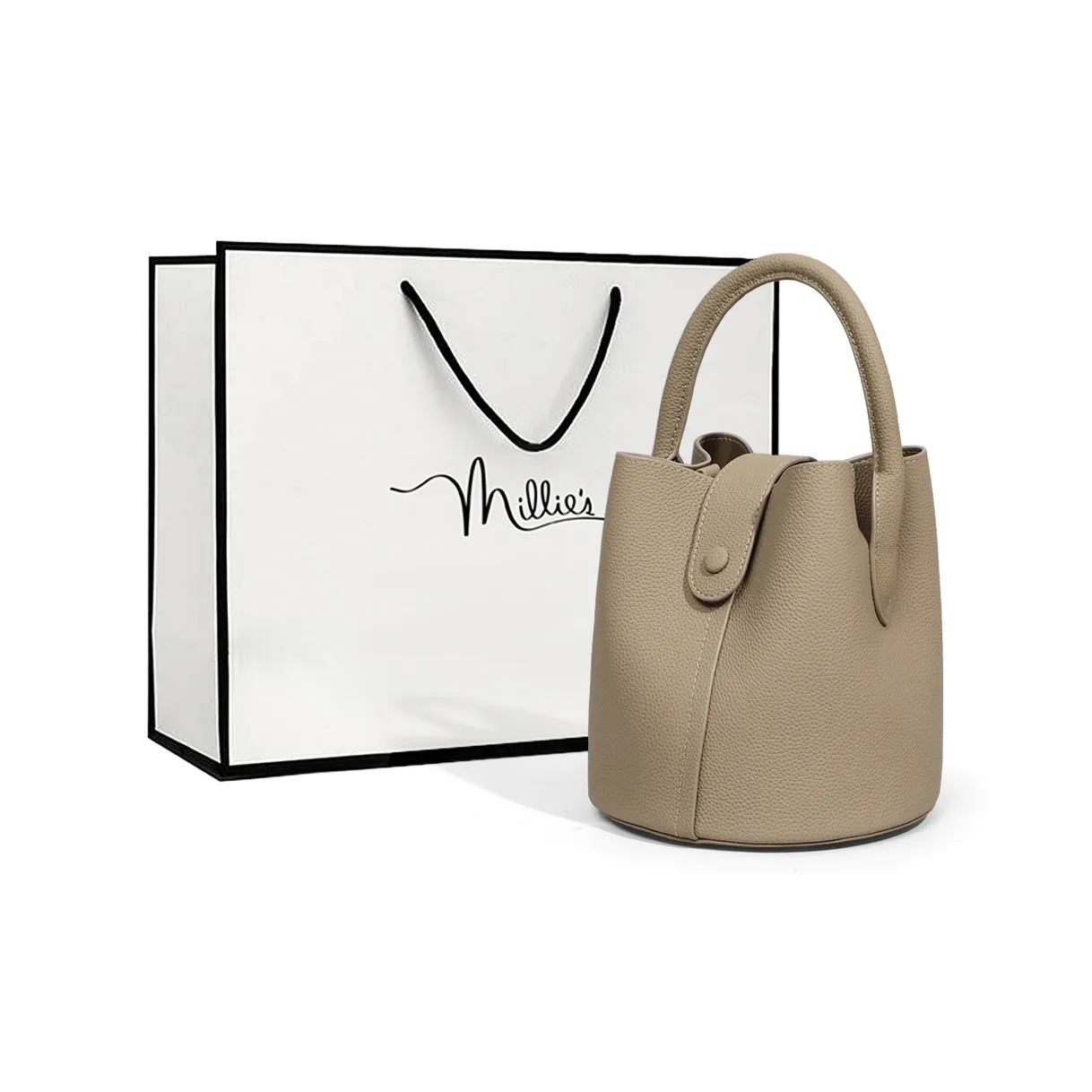 MILLIE'S Сумка из коровьей кожи сумка через плечо сумка через плечо стандартная женская слоновая серый цвет печенья